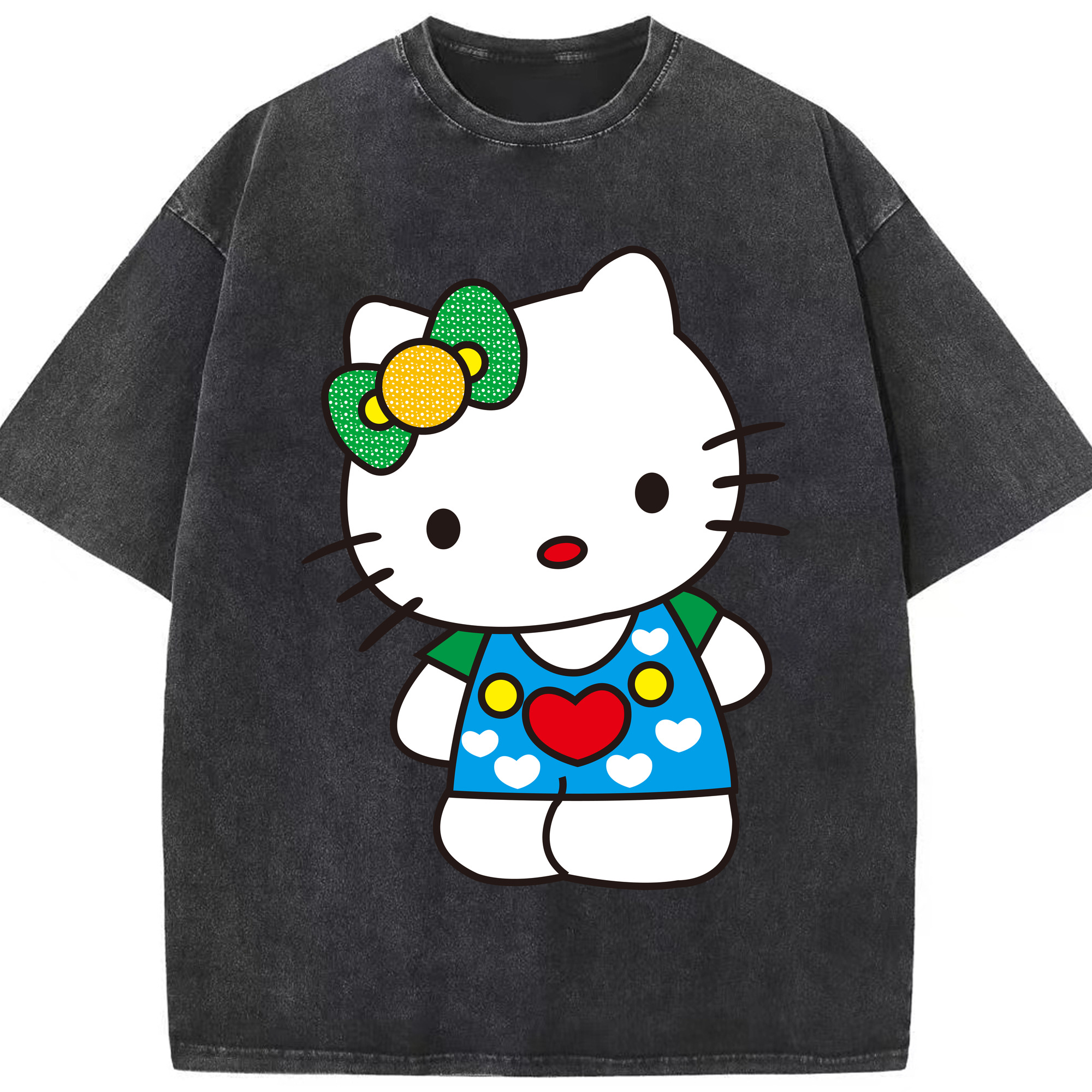 （画像用） Hello Kitty ハローキティ 綿100% ヴィンテージ風 半袖Tシャツ（フロントプリント）