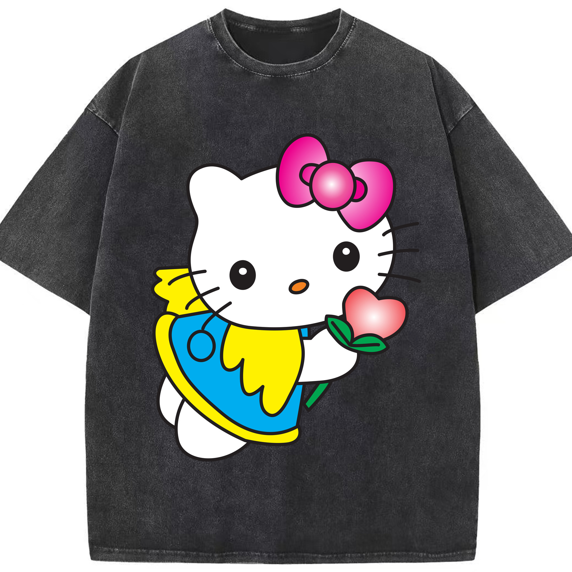 （画像用） Hello Kitty ハローキティ 綿100% ヴィンテージ風 半袖Tシャツ（フロントプリント）