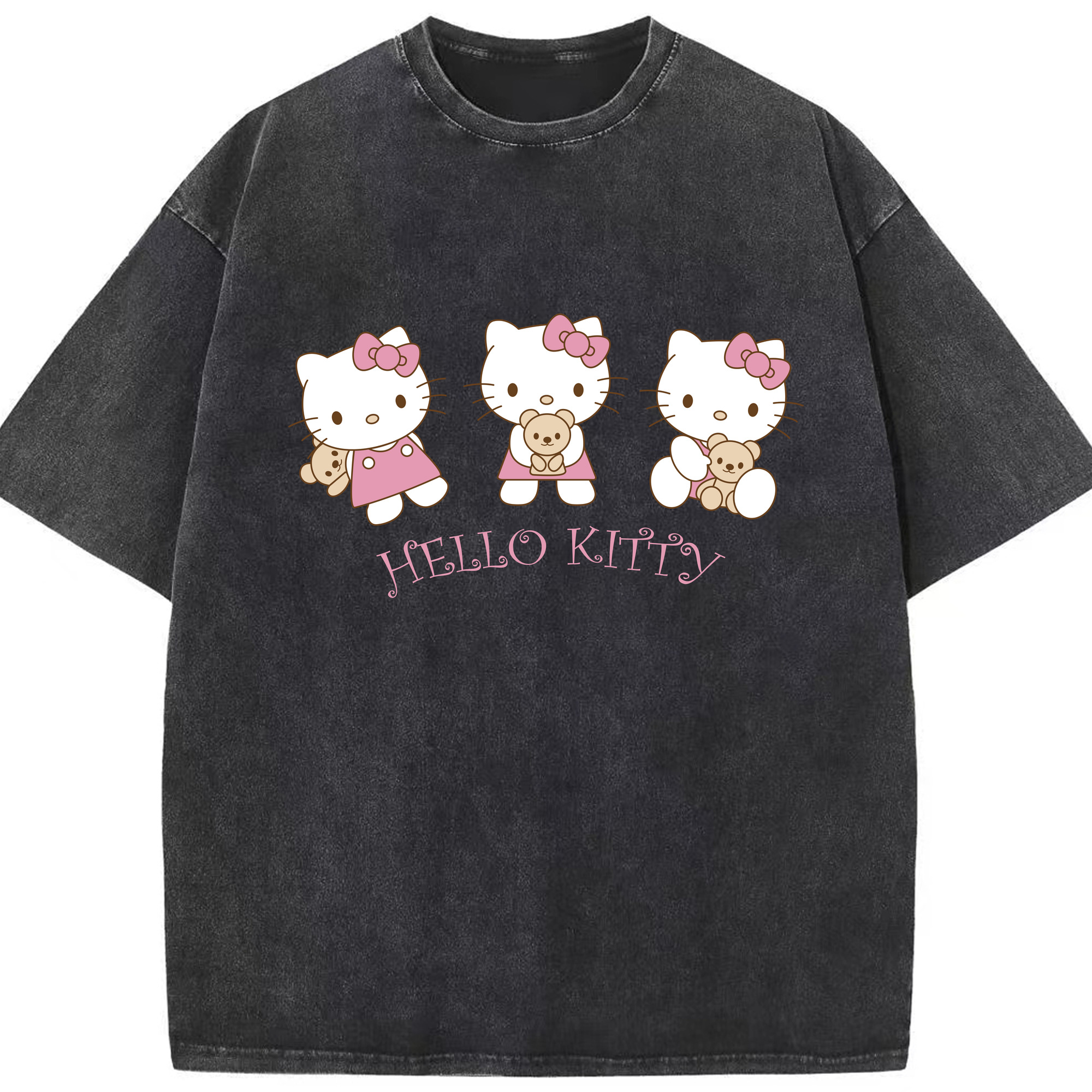 （画像用） Hello Kitty ハローキティ 綿100% ヴィンテージ風 半袖Tシャツ（フロントプリント）