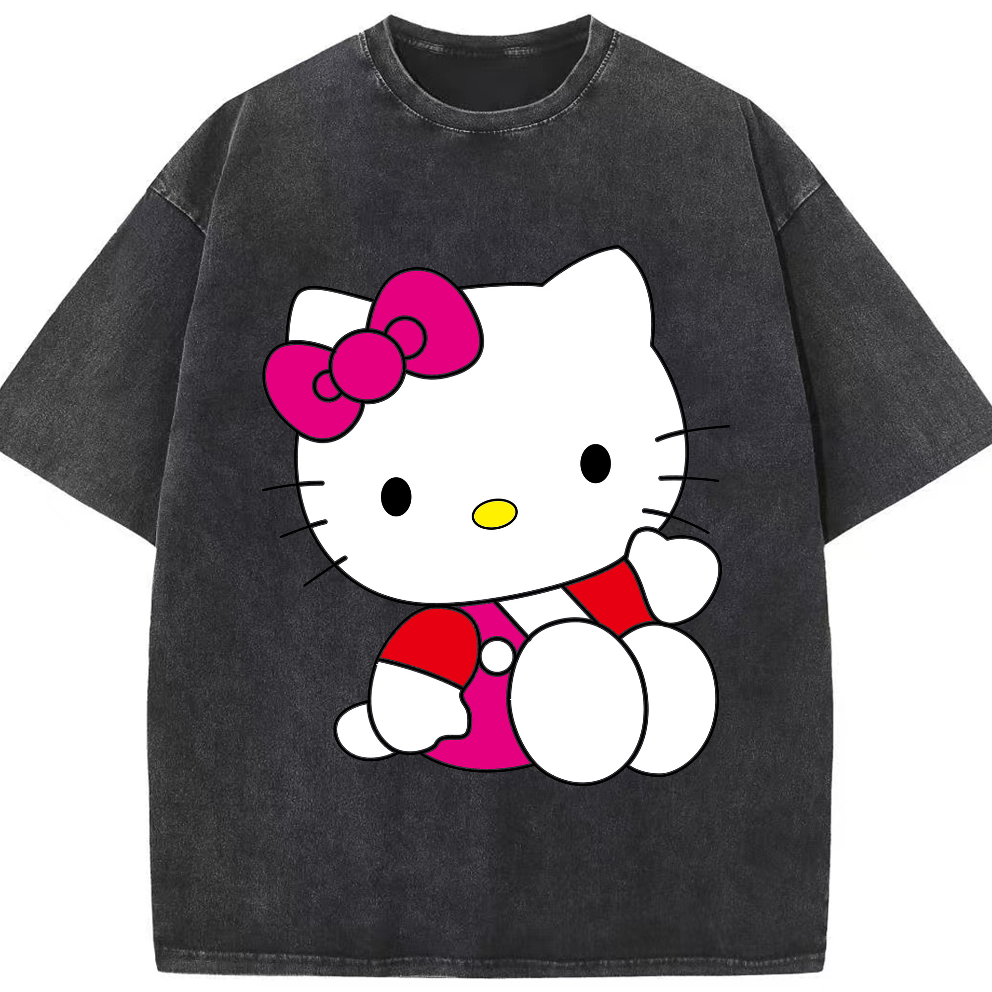 （画像用） Hello Kitty ハローキティ 綿100% ヴィンテージ風 半袖Tシャツ（フロントプリント）