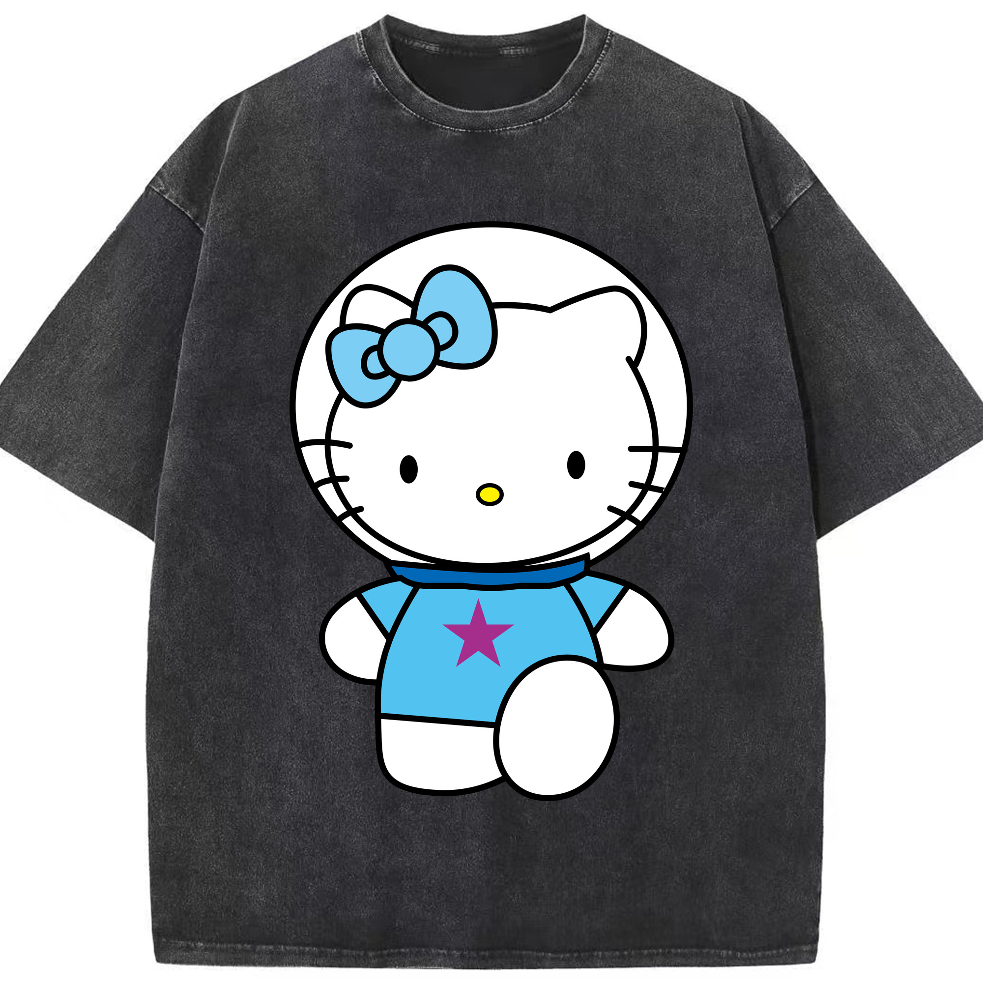 （画像用） Hello Kitty ハローキティ 綿100% ヴィンテージ風 半袖Tシャツ（フロントプリント）