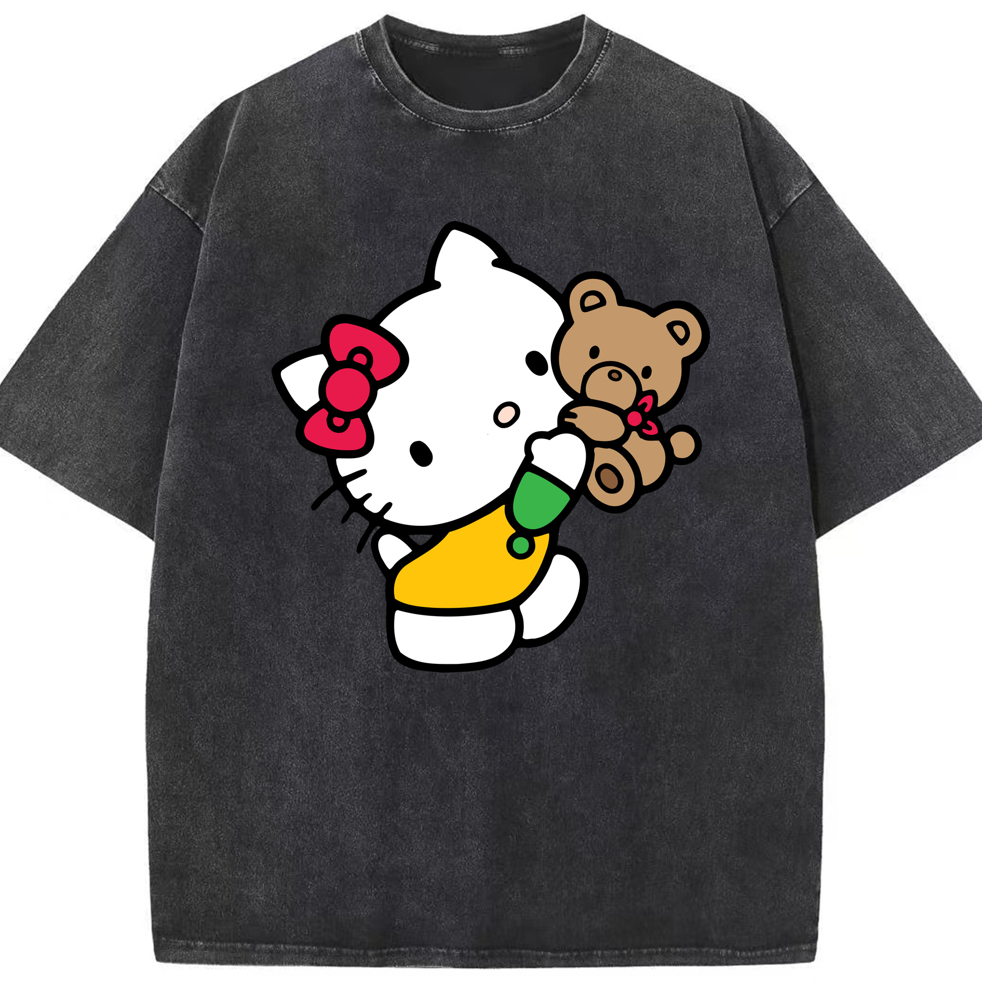 （画像用） Hello Kitty ハローキティ 綿100% ヴィンテージ風 半袖Tシャツ（フロントプリント）