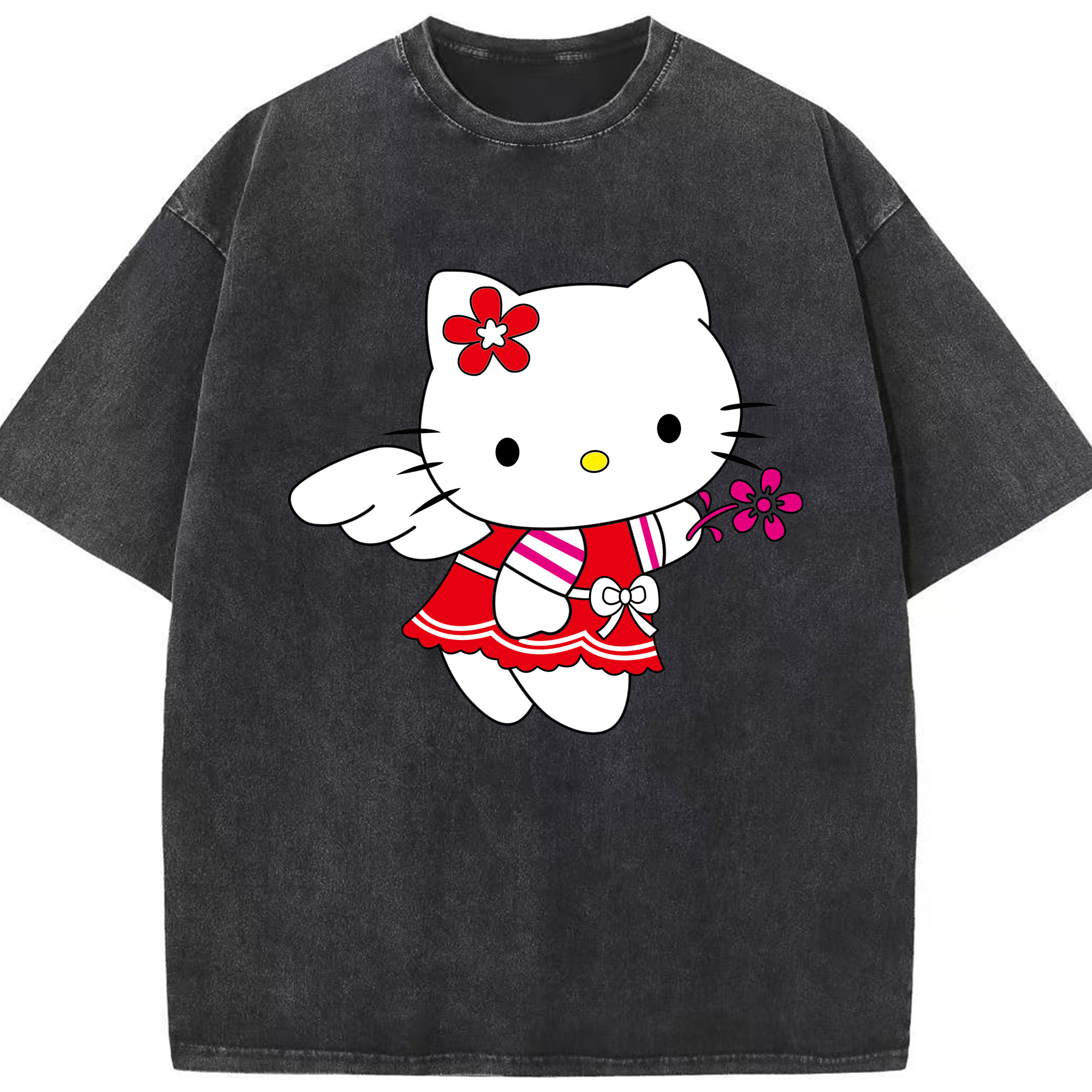 （画像用） Hello Kitty ハローキティ 綿100% ヴィンテージ風 半袖Tシャツ（フロントプリント）