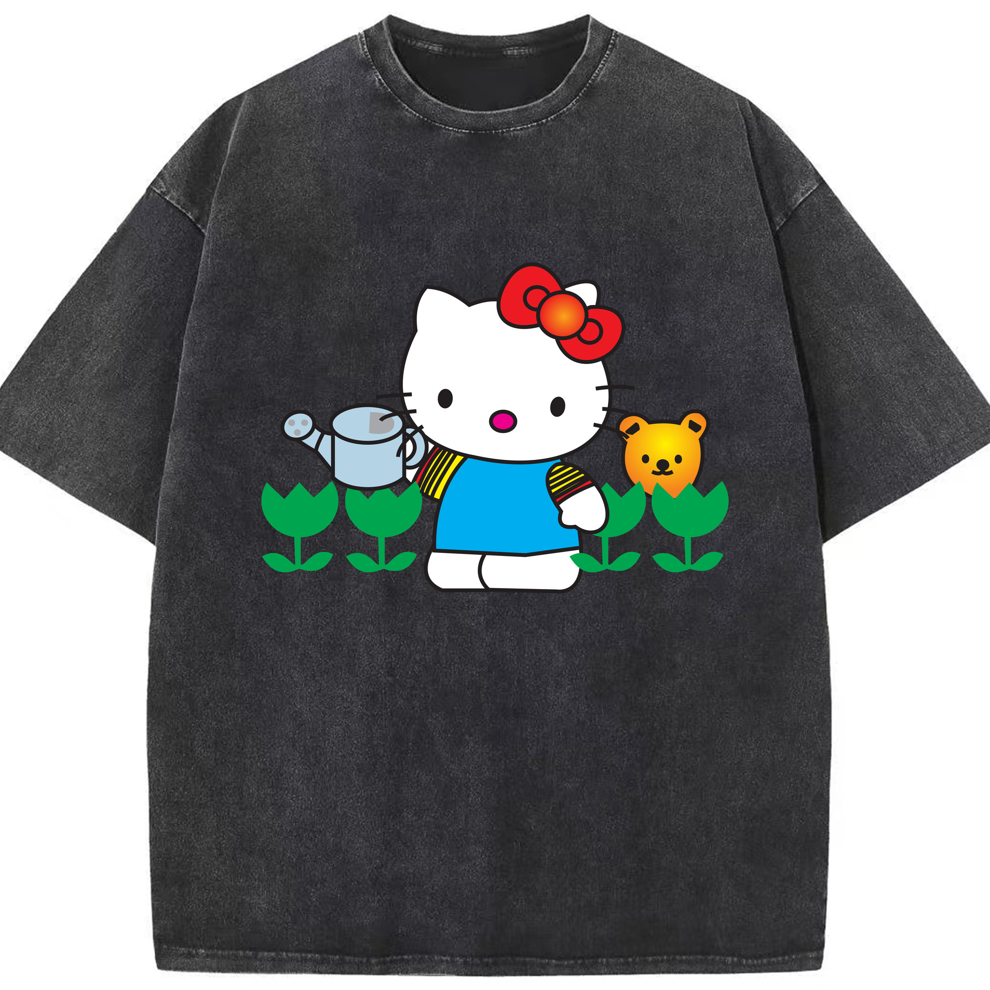 （画像用） Hello Kitty ハローキティ 綿100% ヴィンテージ風 半袖Tシャツ（フロントプリント）