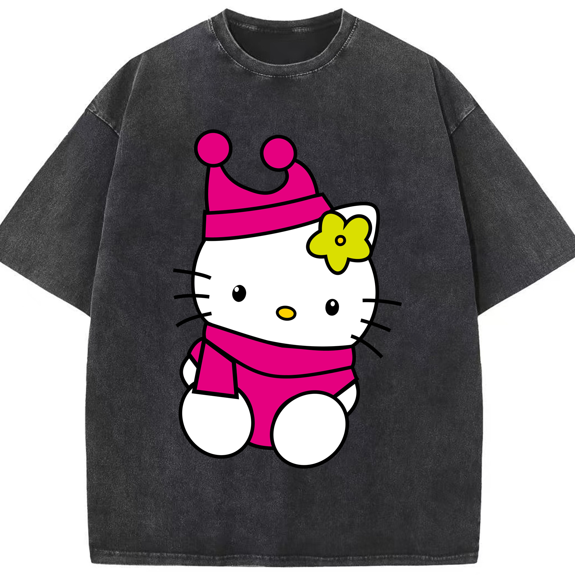 （画像用） Hello Kitty ハローキティ 綿100% ヴィンテージ風 半袖Tシャツ（フロントプリント）