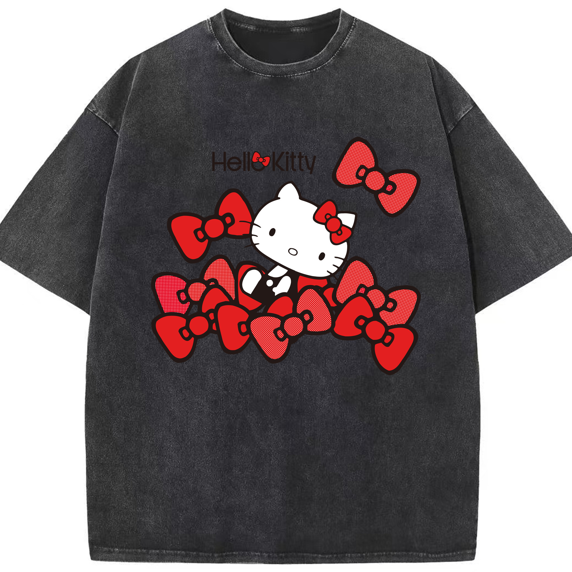 （画像用） Hello Kitty ハローキティ 綿100% ヴィンテージ風 半袖Tシャツ（フロントプリント）