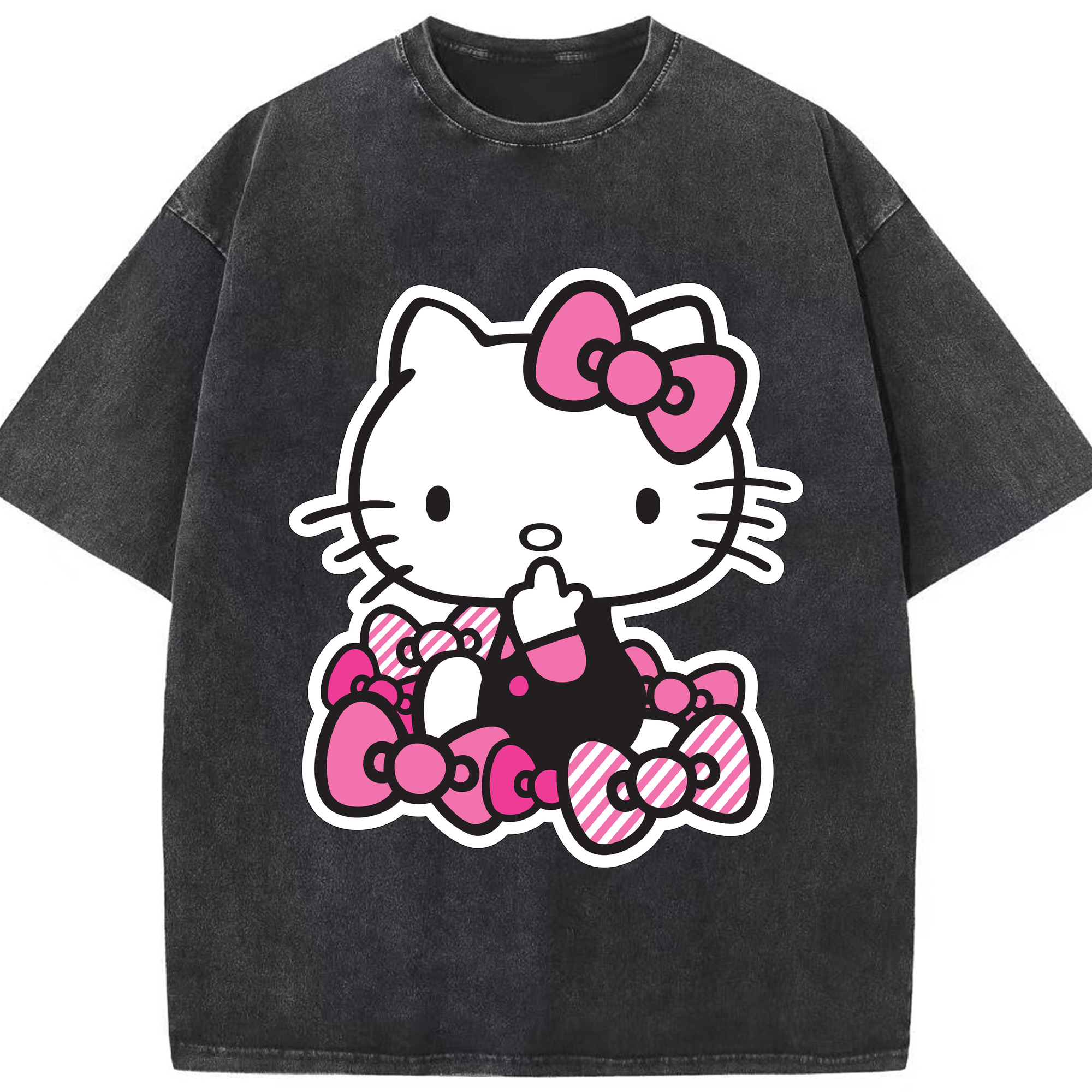 （画像用） Hello Kitty ハローキティ 綿100% ヴィンテージ風 半袖Tシャツ（フロントプリント）