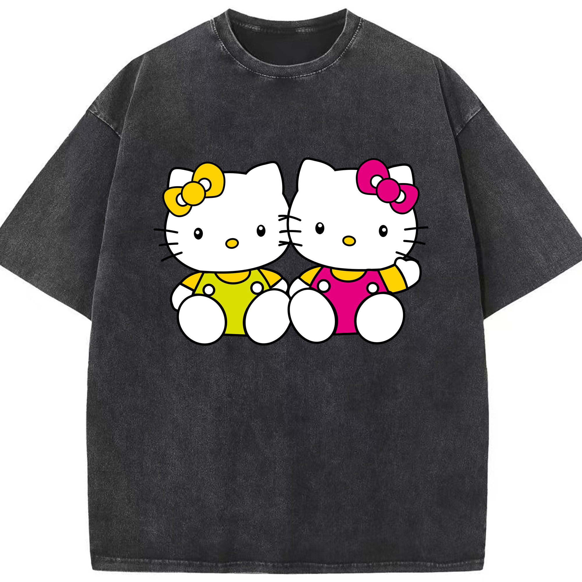 （画像用） Hello Kitty ハローキティ 綿100% ヴィンテージ風 半袖Tシャツ（フロントプリント）