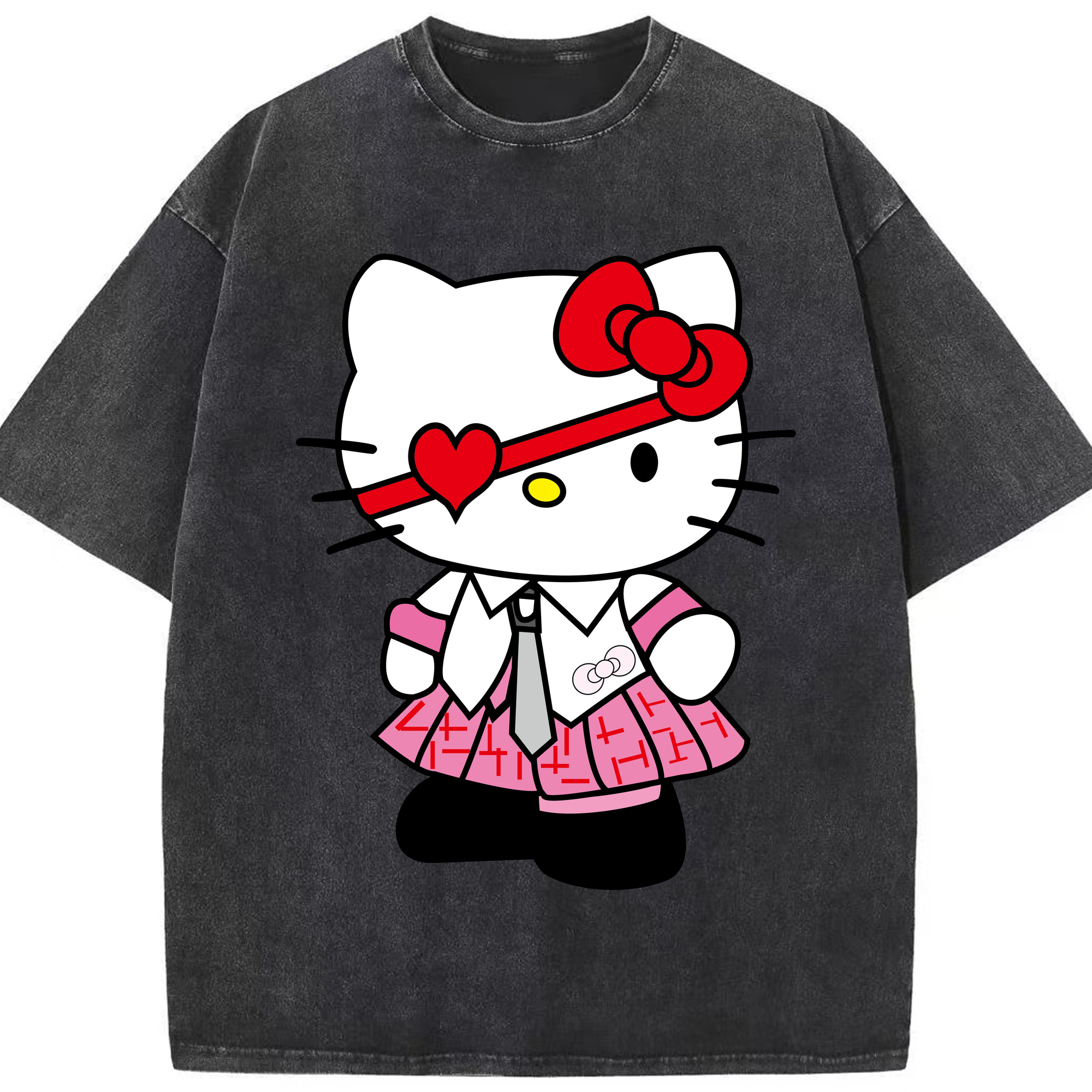 （画像用） Hello Kitty ハローキティ 綿100% ヴィンテージ風 半袖Tシャツ（フロントプリント）