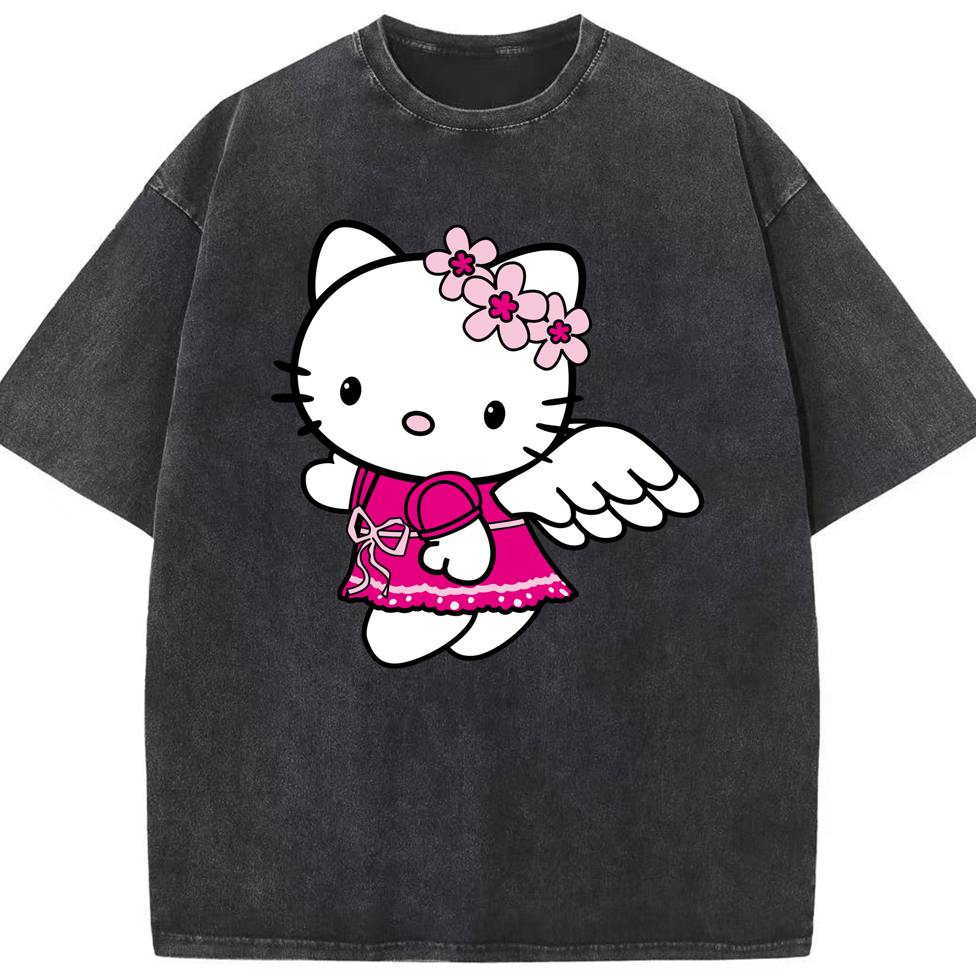 （画像用） Hello Kitty ハローキティ 綿100% ヴィンテージ風 半袖Tシャツ（フロントプリント）
