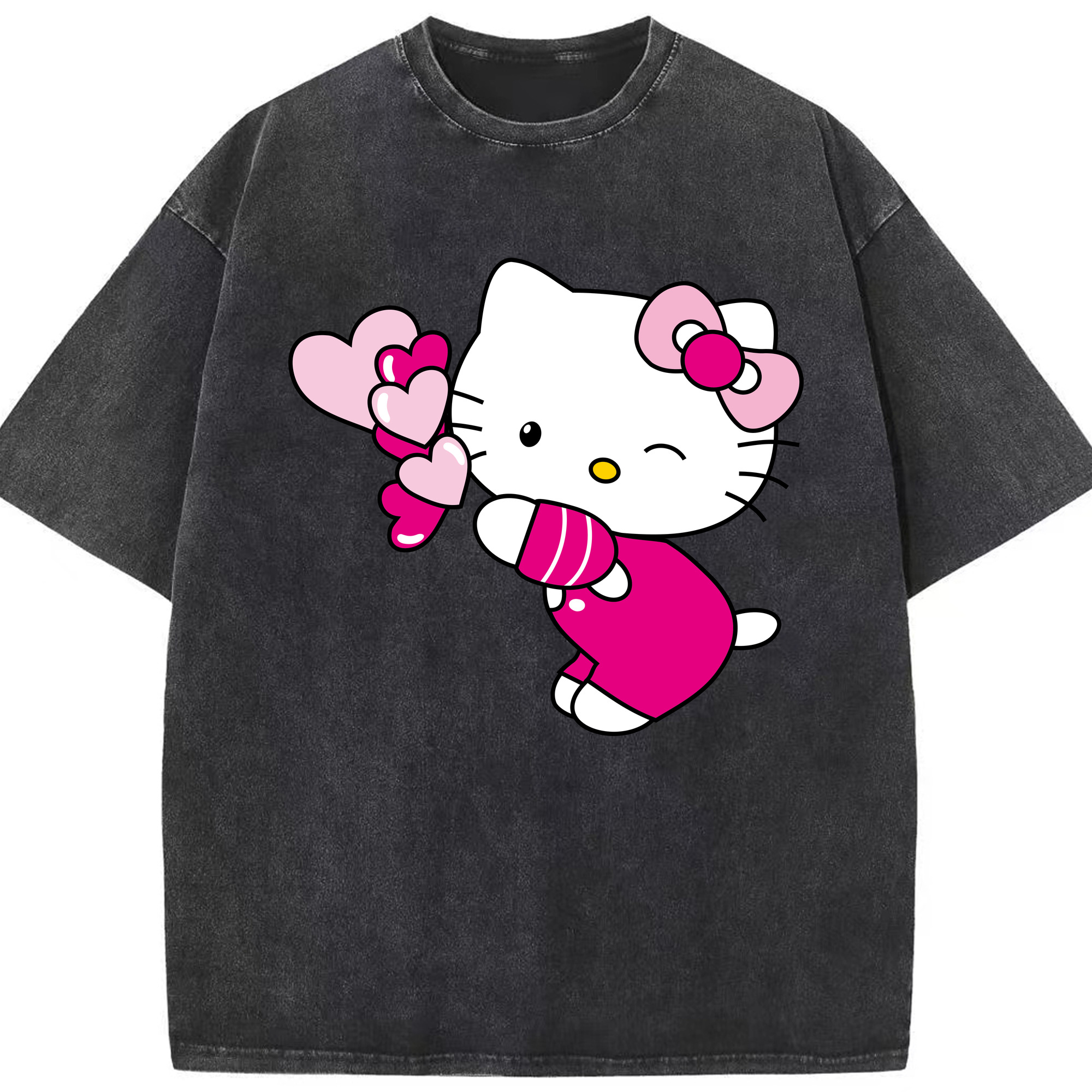 （画像用） Hello Kitty ハローキティ 綿100% ヴィンテージ風 半袖Tシャツ（フロントプリント）