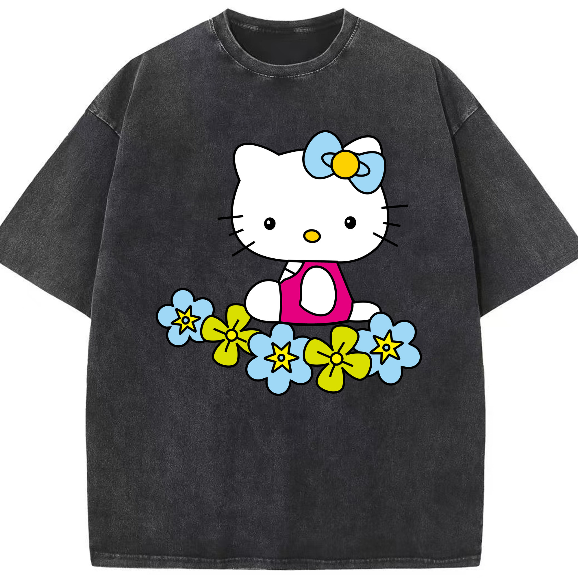 （画像用） Hello Kitty ハローキティ 綿100% ヴィンテージ風 半袖Tシャツ（フロントプリント）