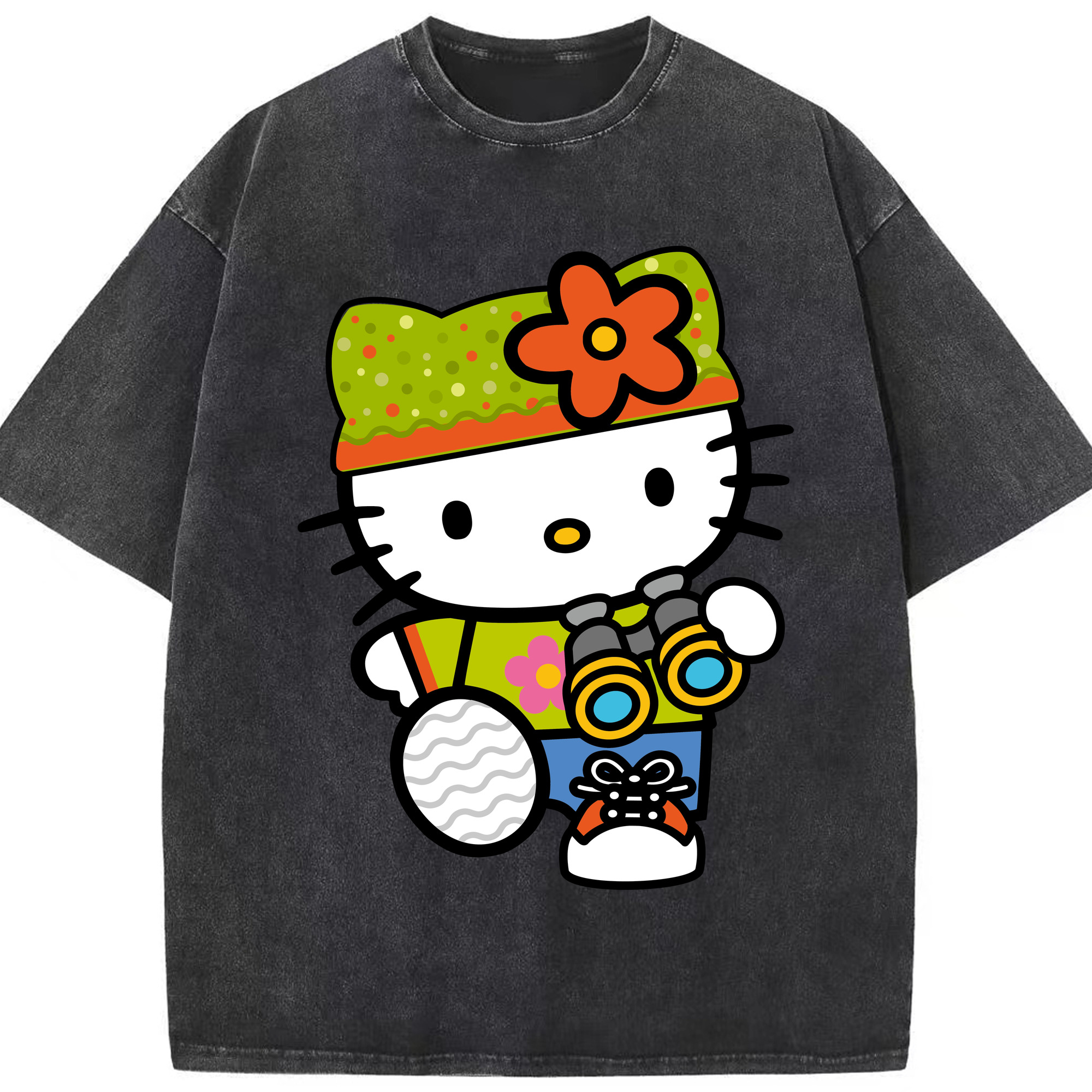 （画像用） Hello Kitty ハローキティ 綿100% ヴィンテージ風 半袖Tシャツ（フロントプリント）