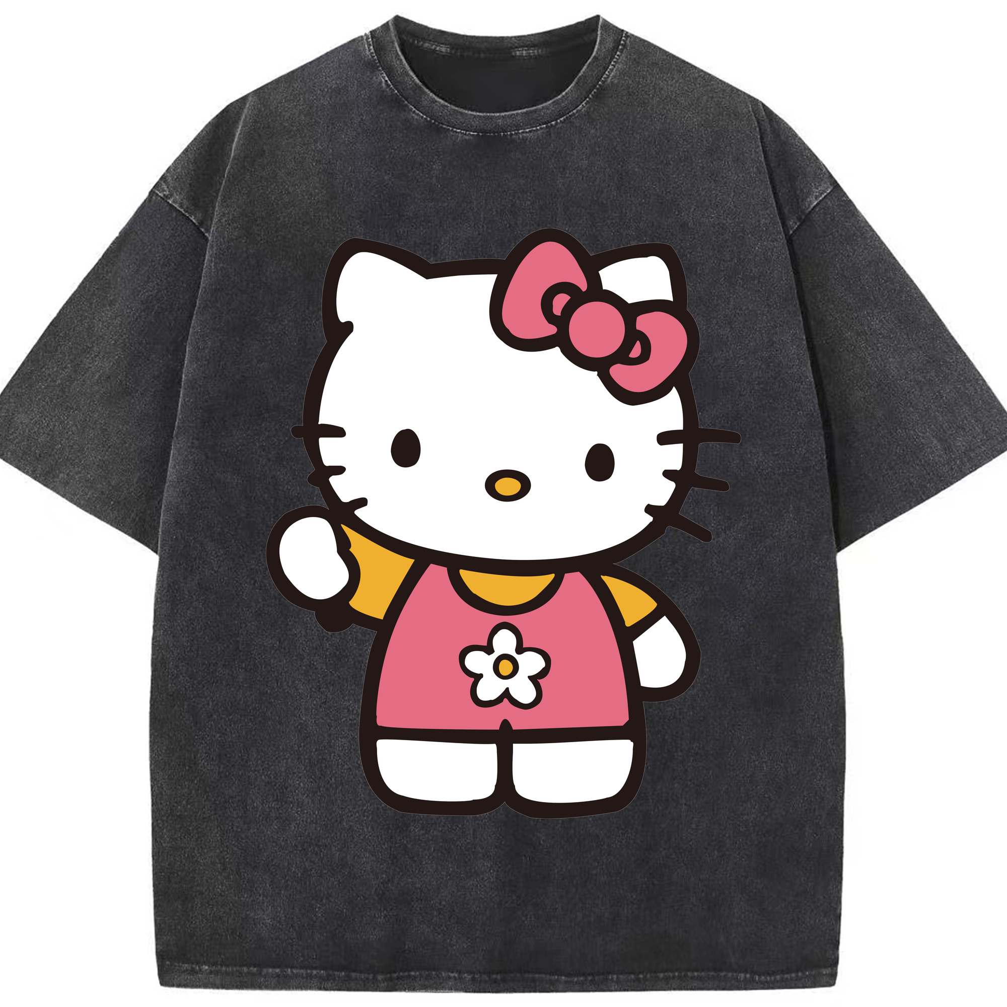 （画像用） Hello Kitty ハローキティ 綿100% ヴィンテージ風 半袖Tシャツ（フロントプリント）