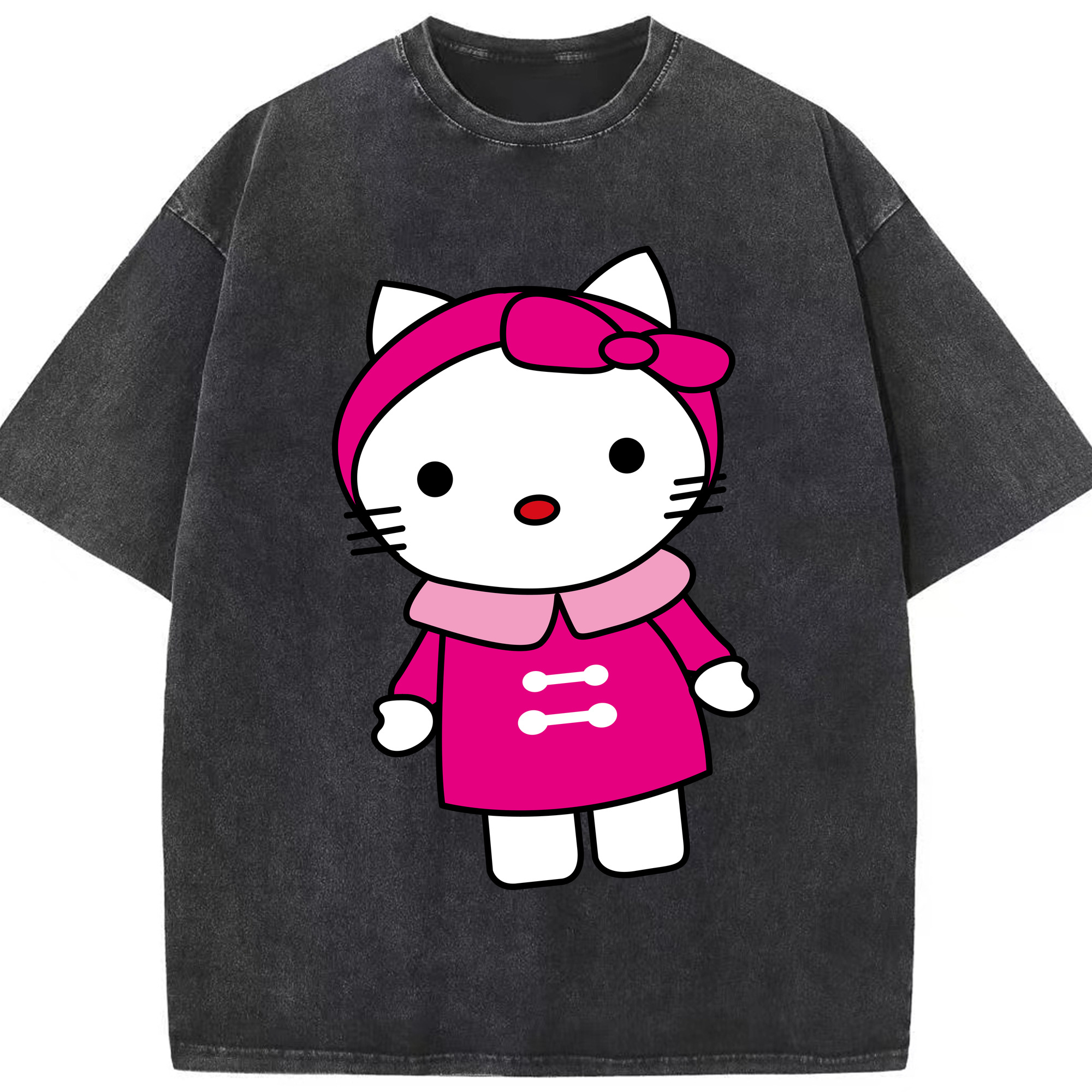 （画像用） Hello Kitty ハローキティ 綿100% ヴィンテージ風 半袖Tシャツ（フロントプリント）