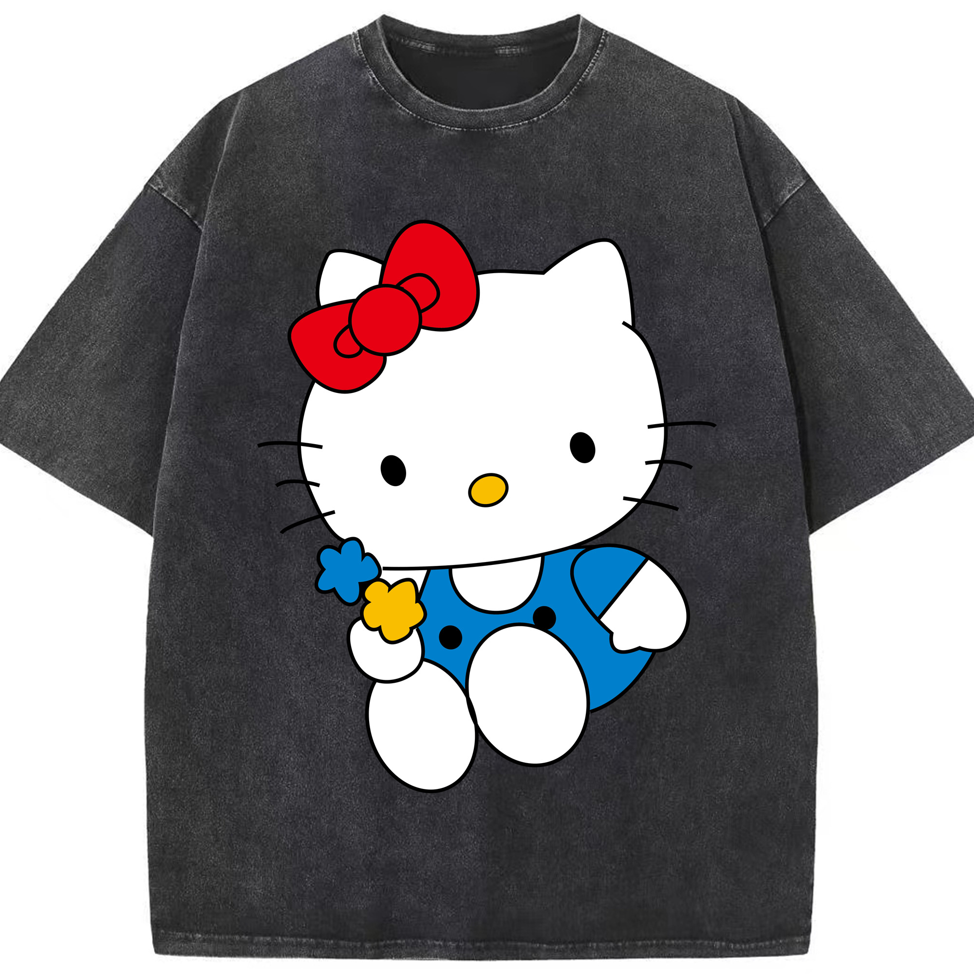 （画像用） Hello Kitty ハローキティ 綿100% ヴィンテージ風 半袖Tシャツ（フロントプリント）
