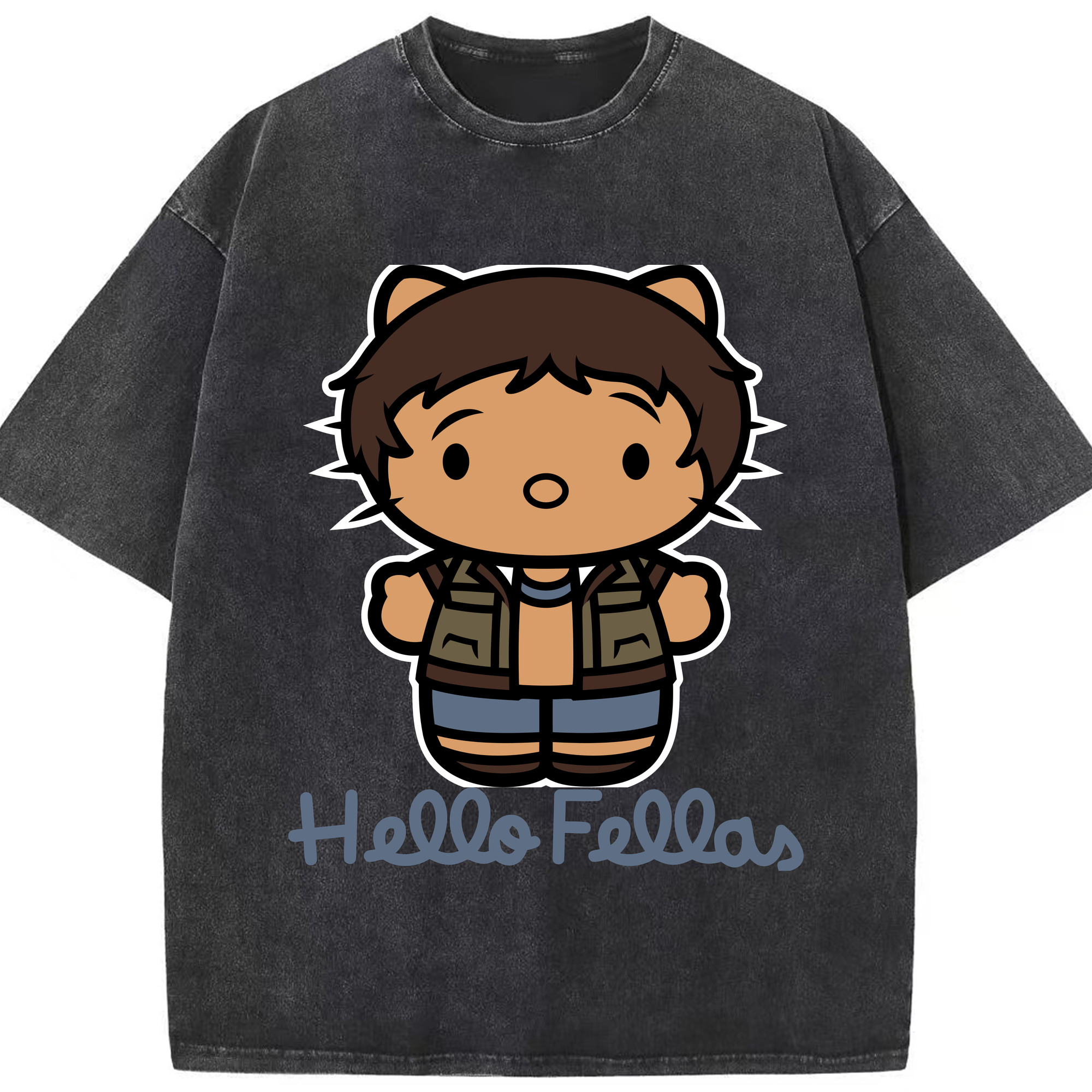 （画像用） Hello Kitty ハローキティ 綿100% ヴィンテージ風 半袖Tシャツ（フロントプリント）