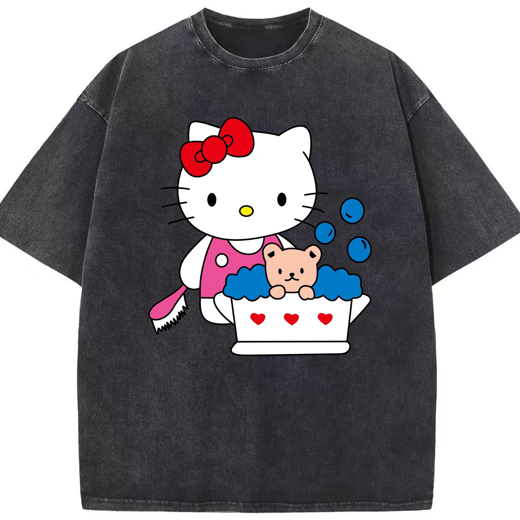 （画像用） Hello Kitty ハローキティ 綿100% ヴィンテージ風 半袖Tシャツ（フロントプリント）
