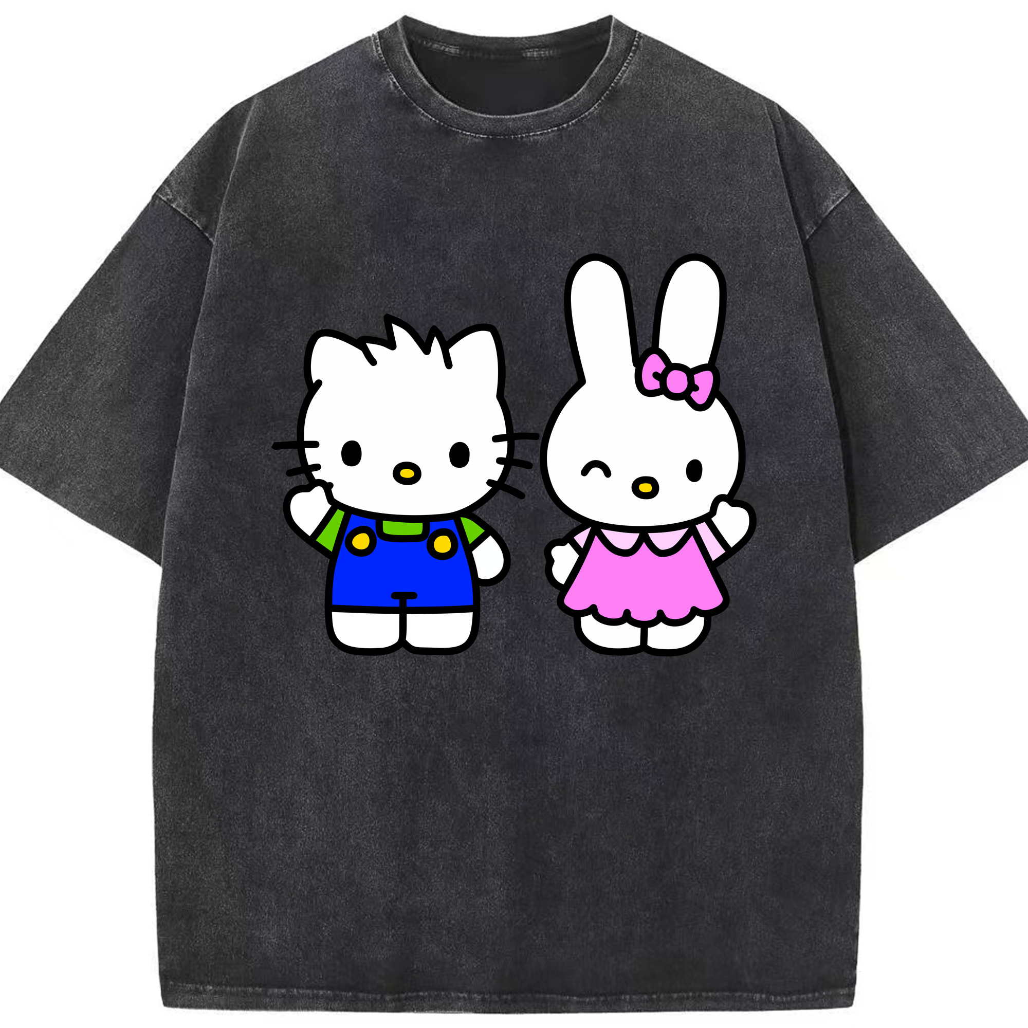 （画像用） Hello Kitty ハローキティ 綿100% ヴィンテージ風 半袖Tシャツ（フロントプリント）