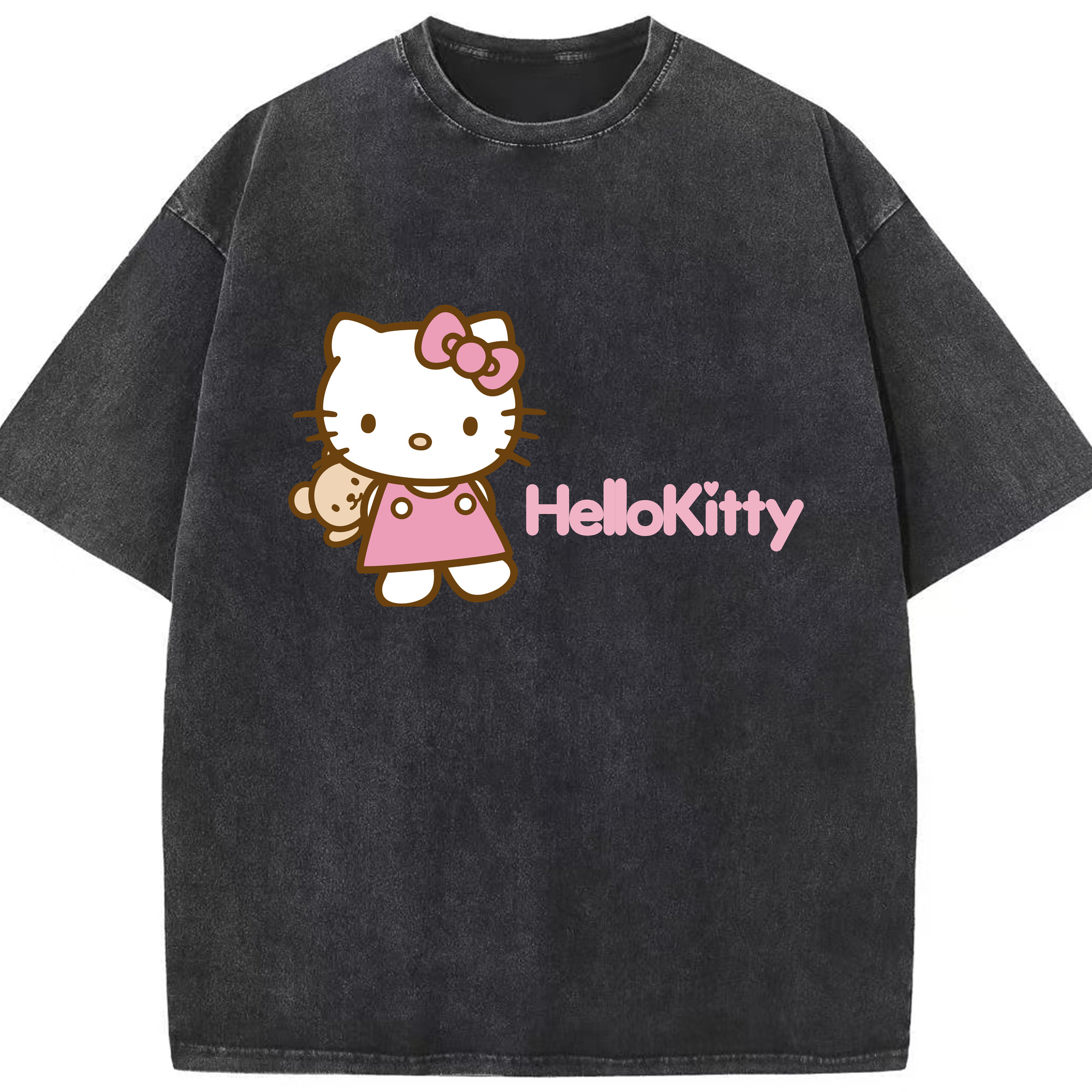 （画像用） Hello Kitty ハローキティ 綿100% ヴィンテージ風 半袖Tシャツ（フロントプリント）