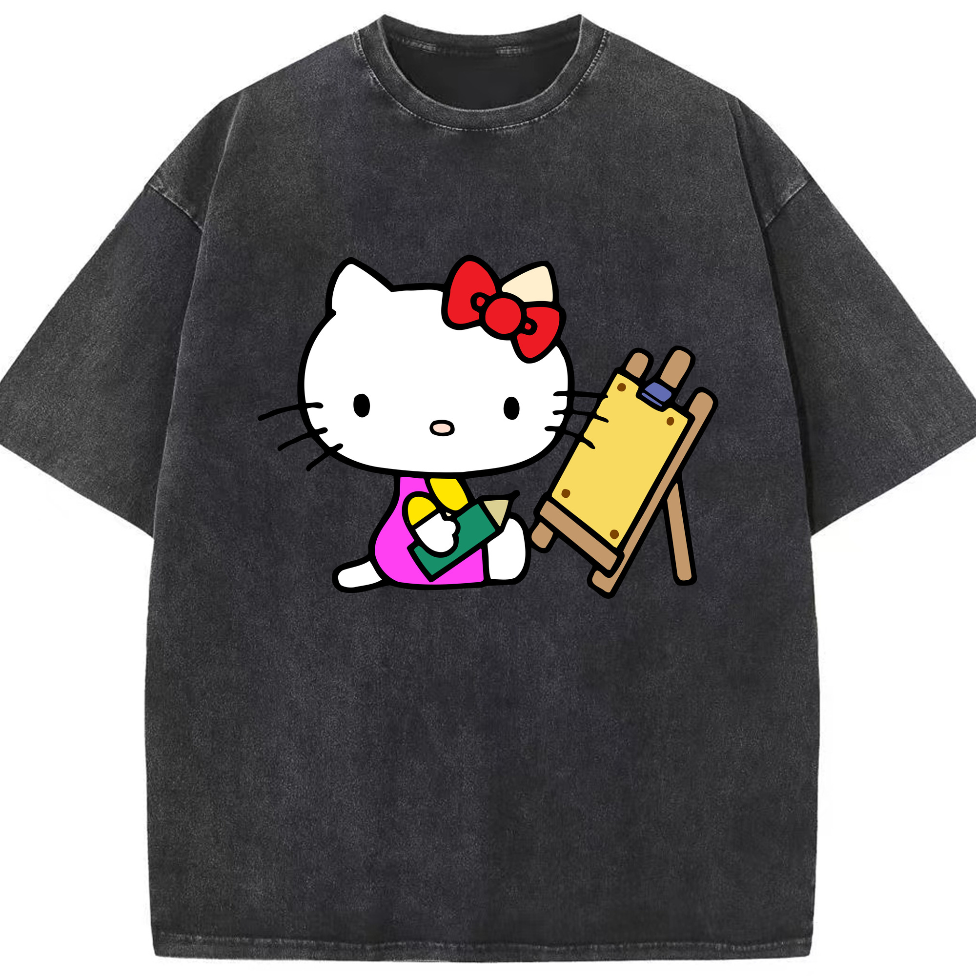 （画像用） Hello Kitty ハローキティ 綿100% ヴィンテージ風 半袖Tシャツ（フロントプリント）