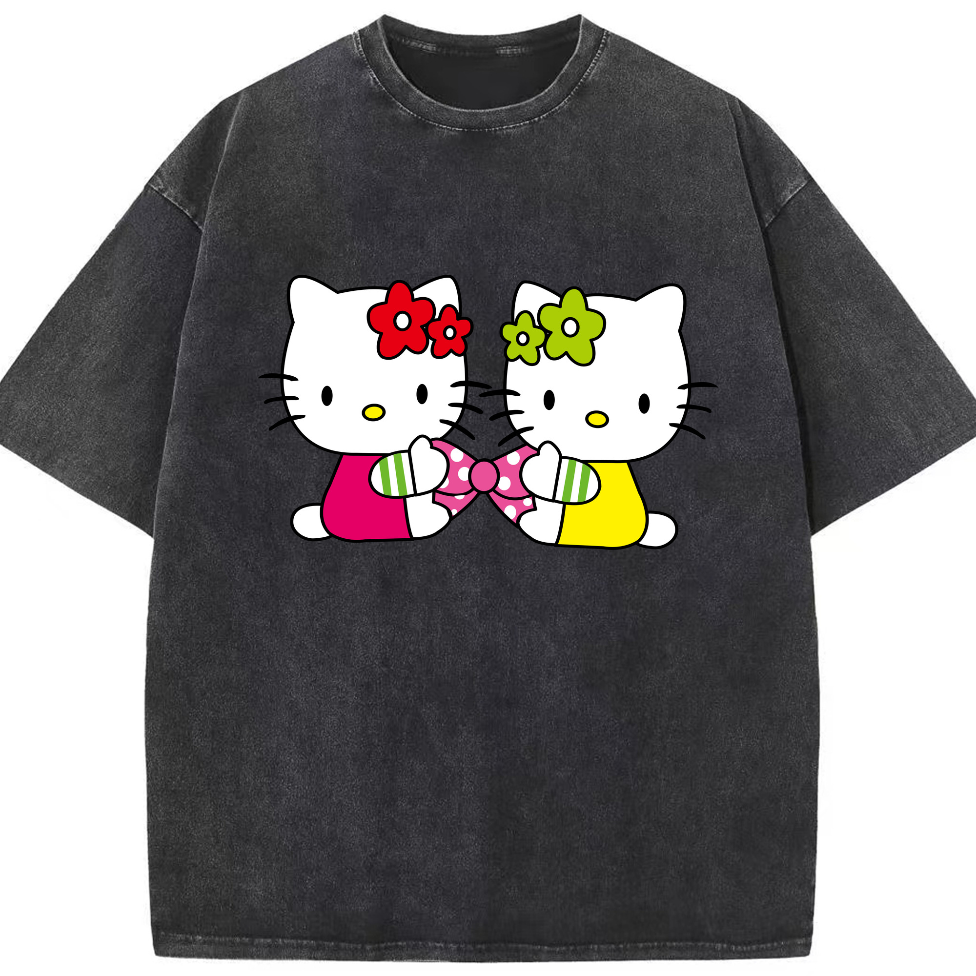 （画像用） Hello Kitty ハローキティ 綿100% ヴィンテージ風 半袖Tシャツ（フロントプリント）