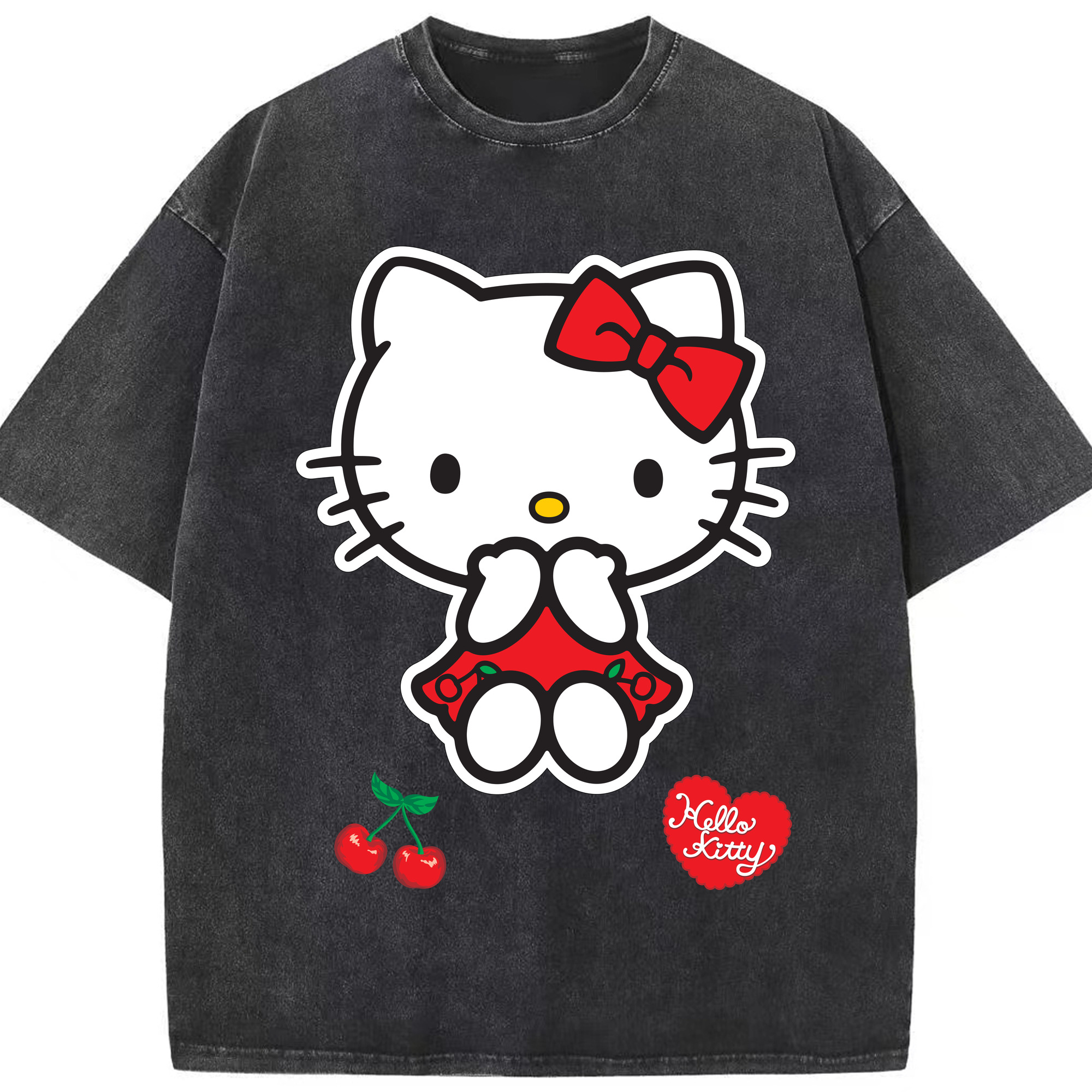 （画像用） Hello Kitty ハローキティ 綿100% ヴィンテージ風 半袖Tシャツ（フロントプリント）
