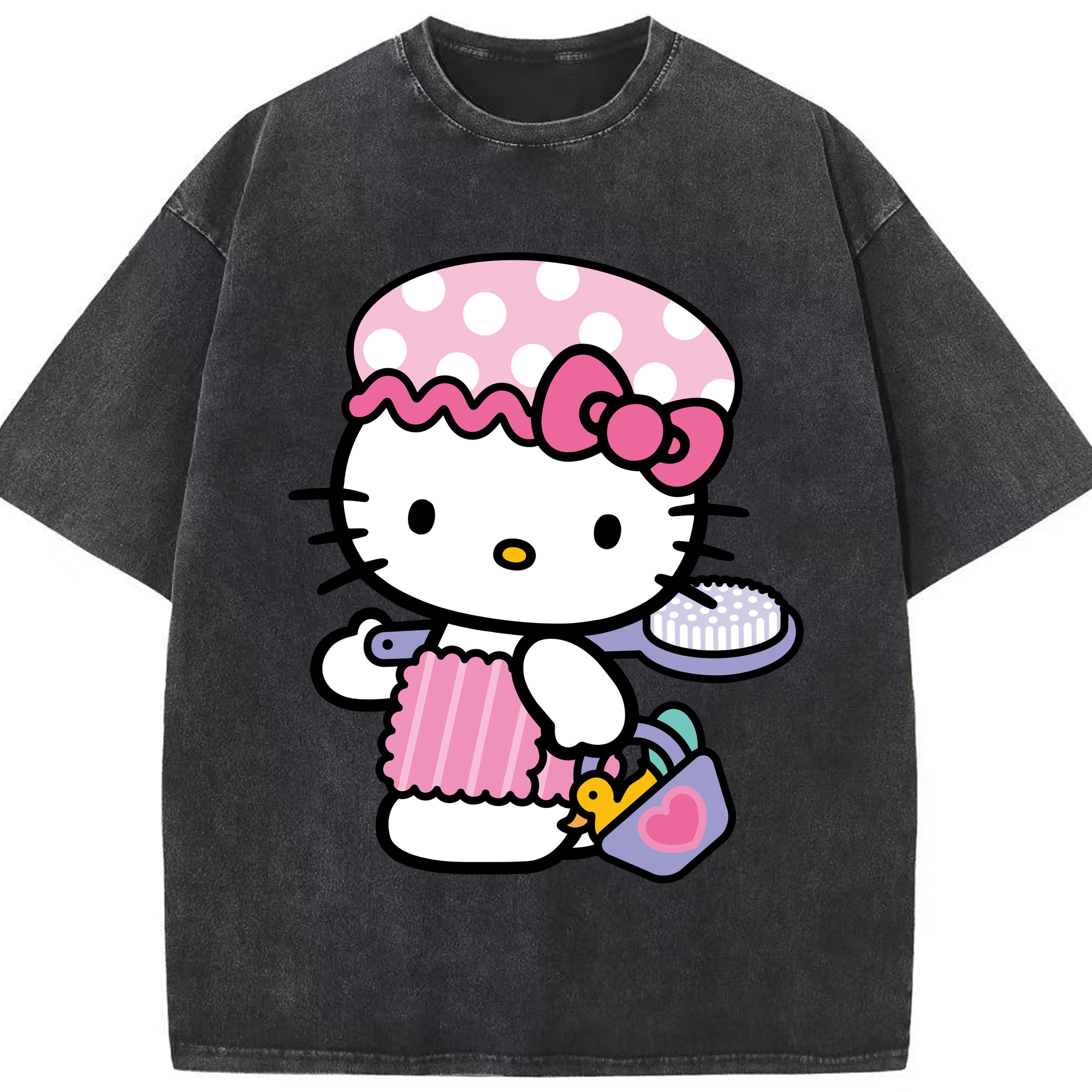 （画像用） Hello Kitty ハローキティ 綿100% ヴィンテージ風 半袖Tシャツ（フロントプリント）