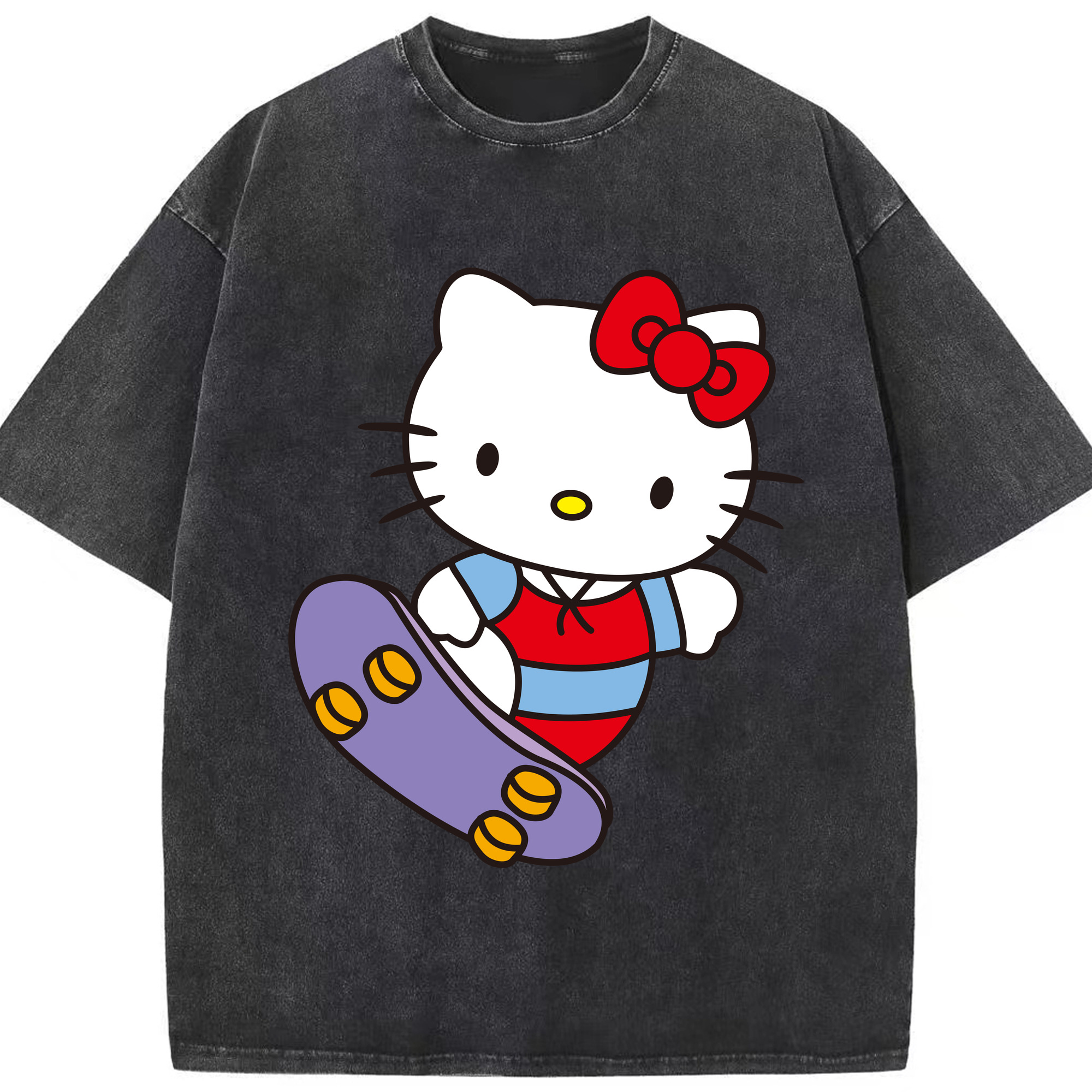（画像用） Hello Kitty ハローキティ 綿100% ヴィンテージ風 半袖Tシャツ（フロントプリント）