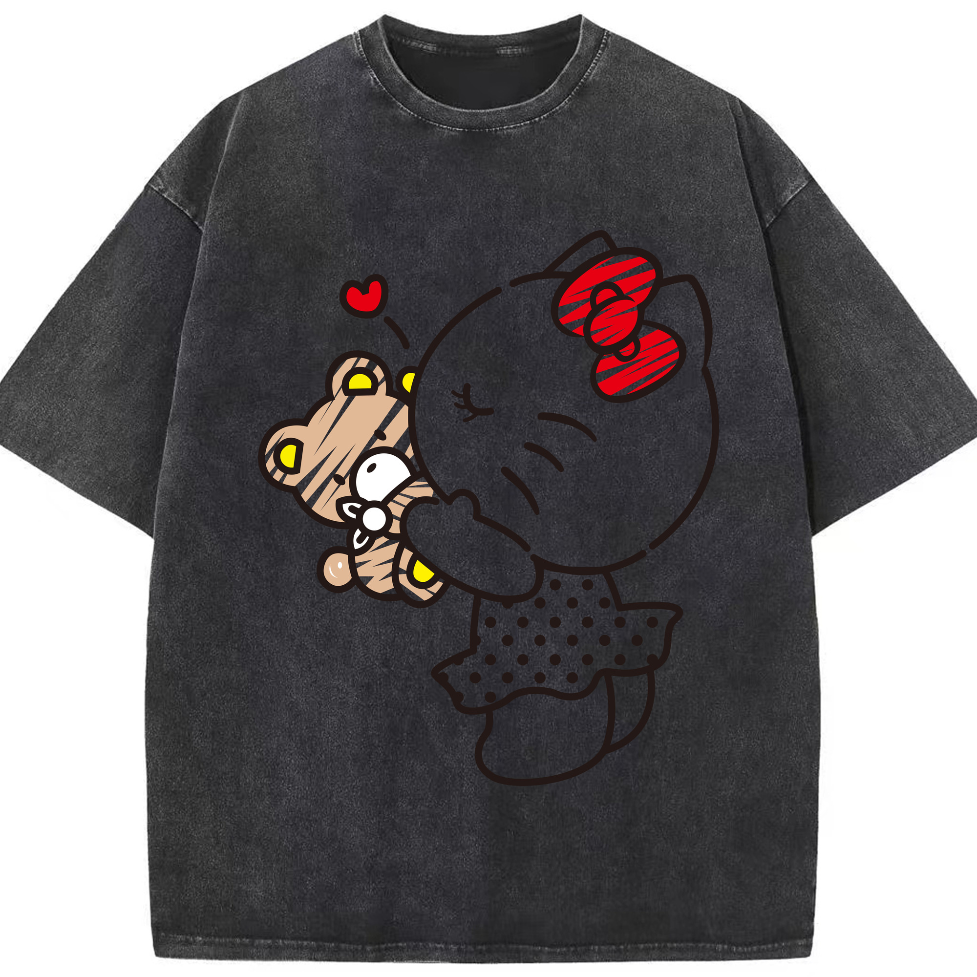 （画像用） Hello Kitty ハローキティ 綿100% ヴィンテージ風 半袖Tシャツ（フロントプリント）