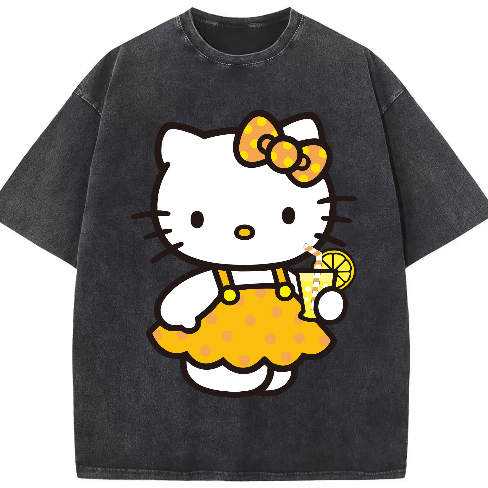 （画像用） Hello Kitty ハローキティ 綿100% ヴィンテージ風 半袖Tシャツ（フロントプリント）