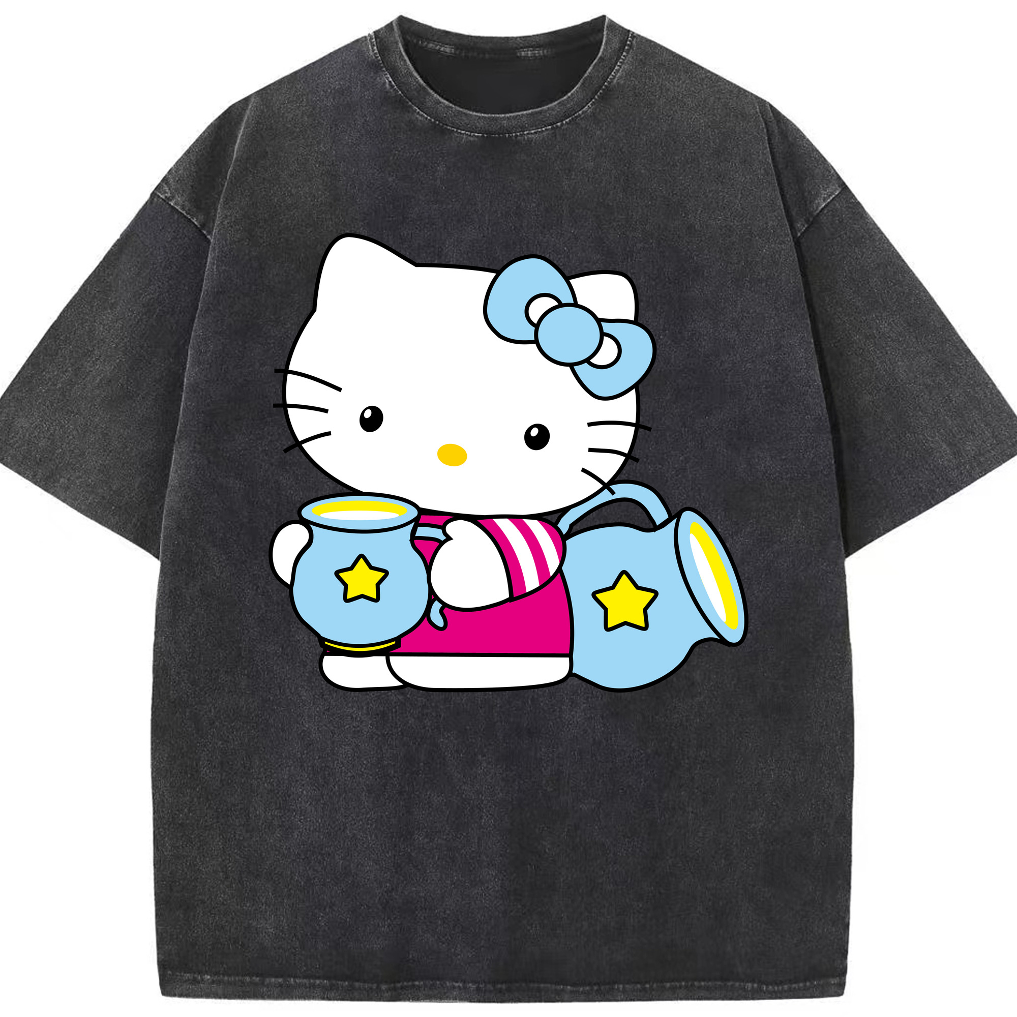 （画像用） Hello Kitty ハローキティ 綿100% ヴィンテージ風 半袖Tシャツ（フロントプリント）