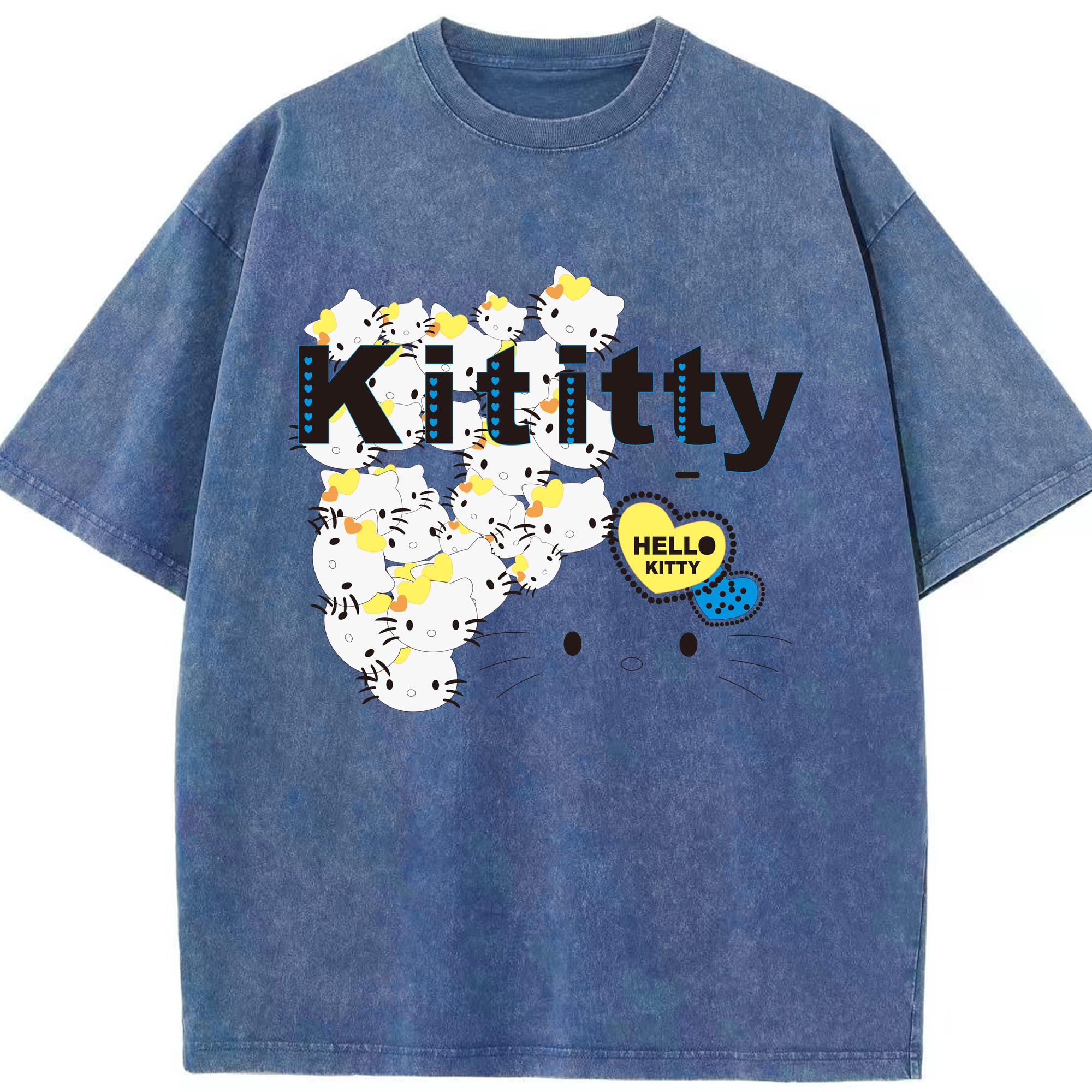 （画像用） Hello Kitty ハローキティ 綿100% ヴィンテージ風 半袖Tシャツ（フロントプリント）