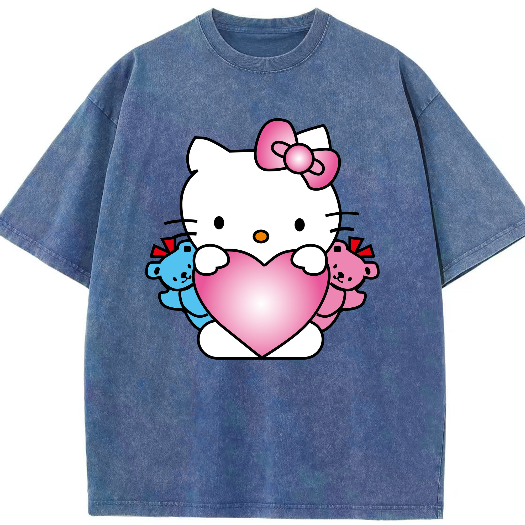 （画像用） Hello Kitty ハローキティ 綿100% ヴィンテージ風 半袖Tシャツ（フロントプリント）