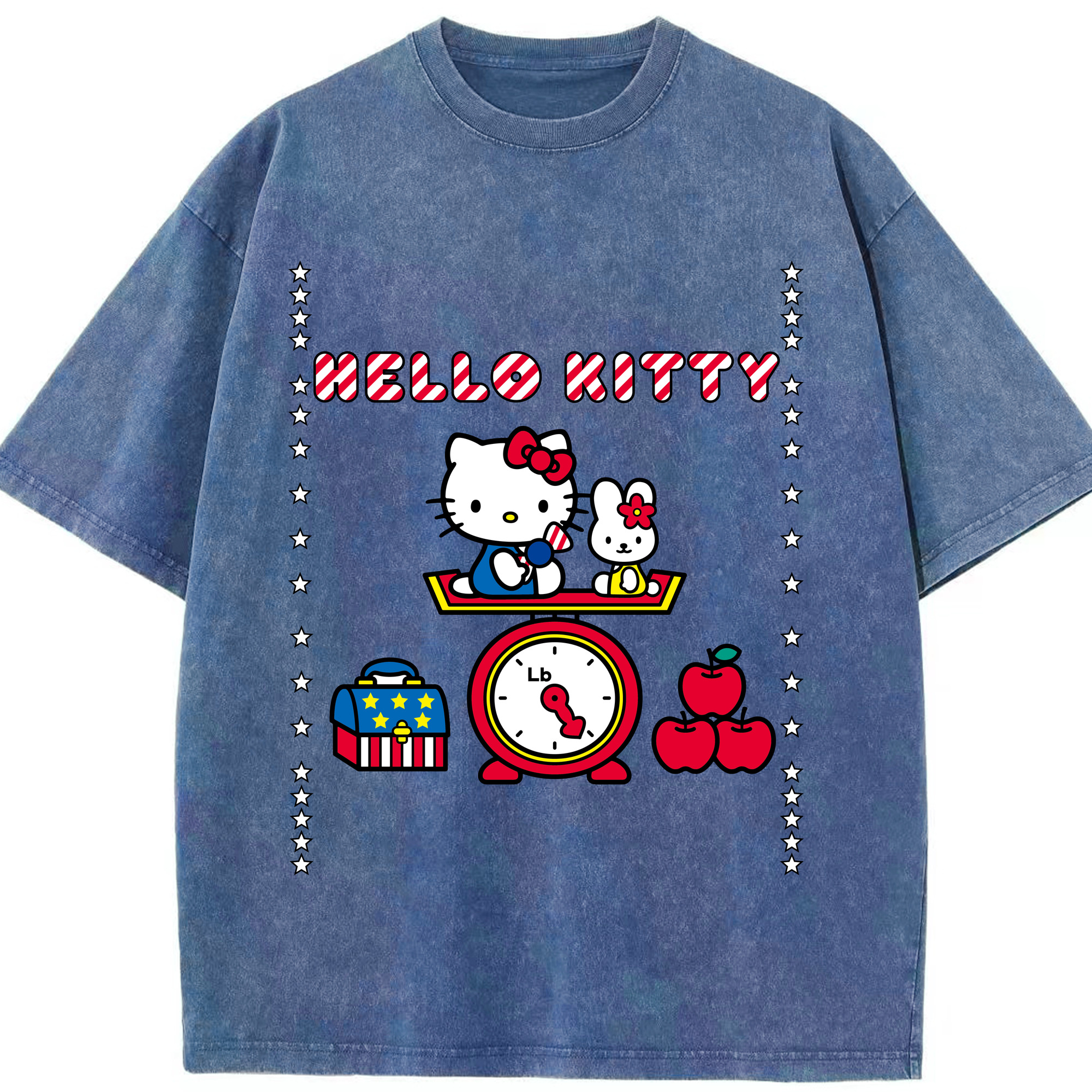 （画像用） Hello Kitty ハローキティ 綿100% ヴィンテージ風 半袖Tシャツ（フロントプリント）