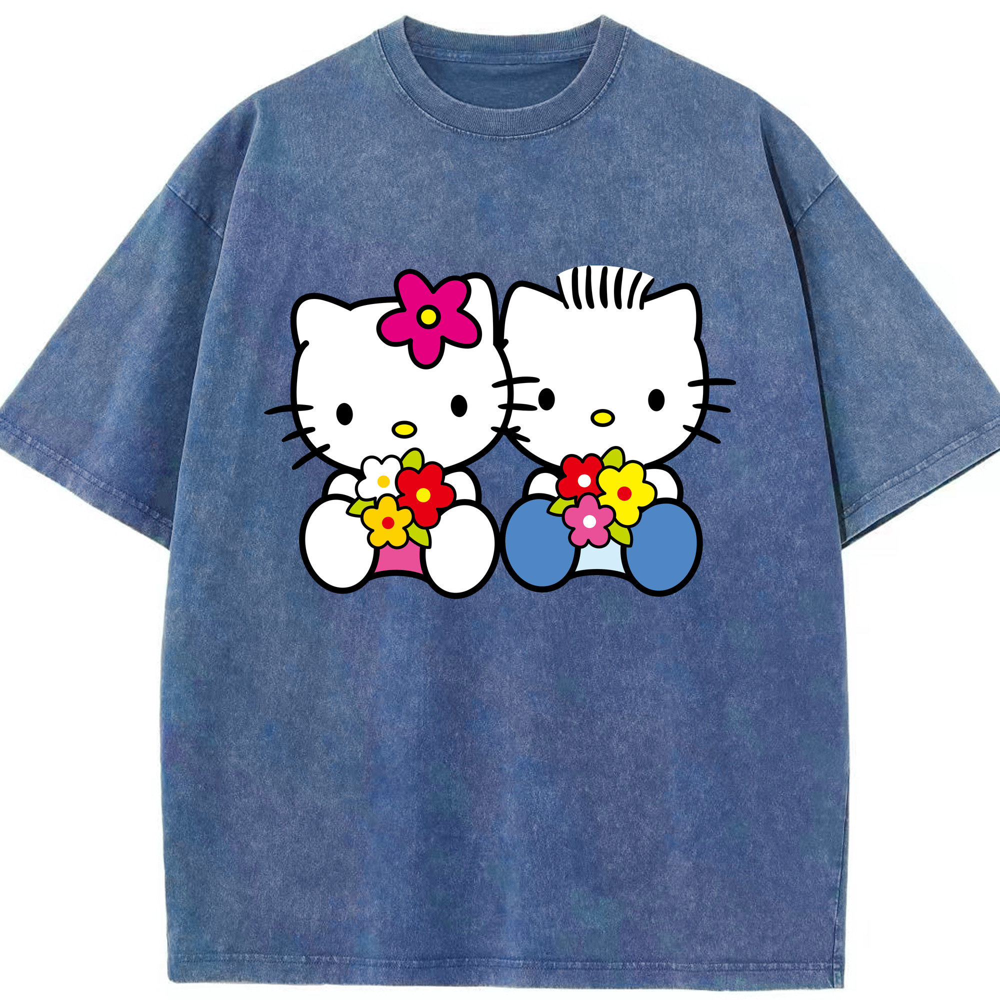 （画像用） Hello Kitty ハローキティ 綿100% ヴィンテージ風 半袖Tシャツ（フロントプリント）