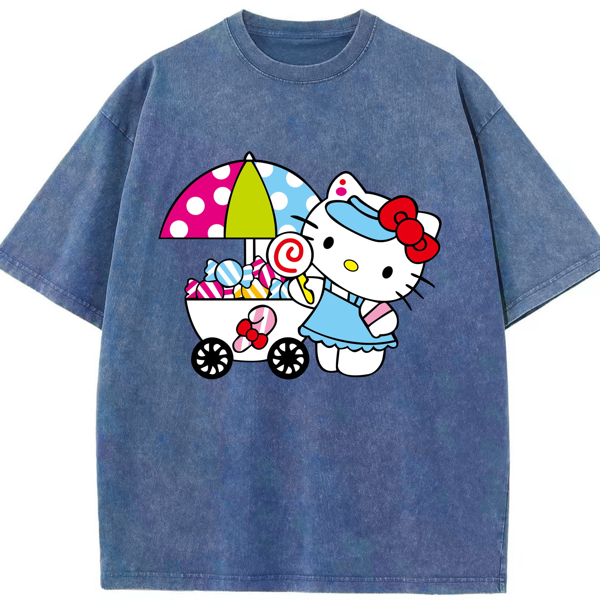 （画像用） Hello Kitty ハローキティ 綿100% ヴィンテージ風 半袖Tシャツ（フロントプリント）