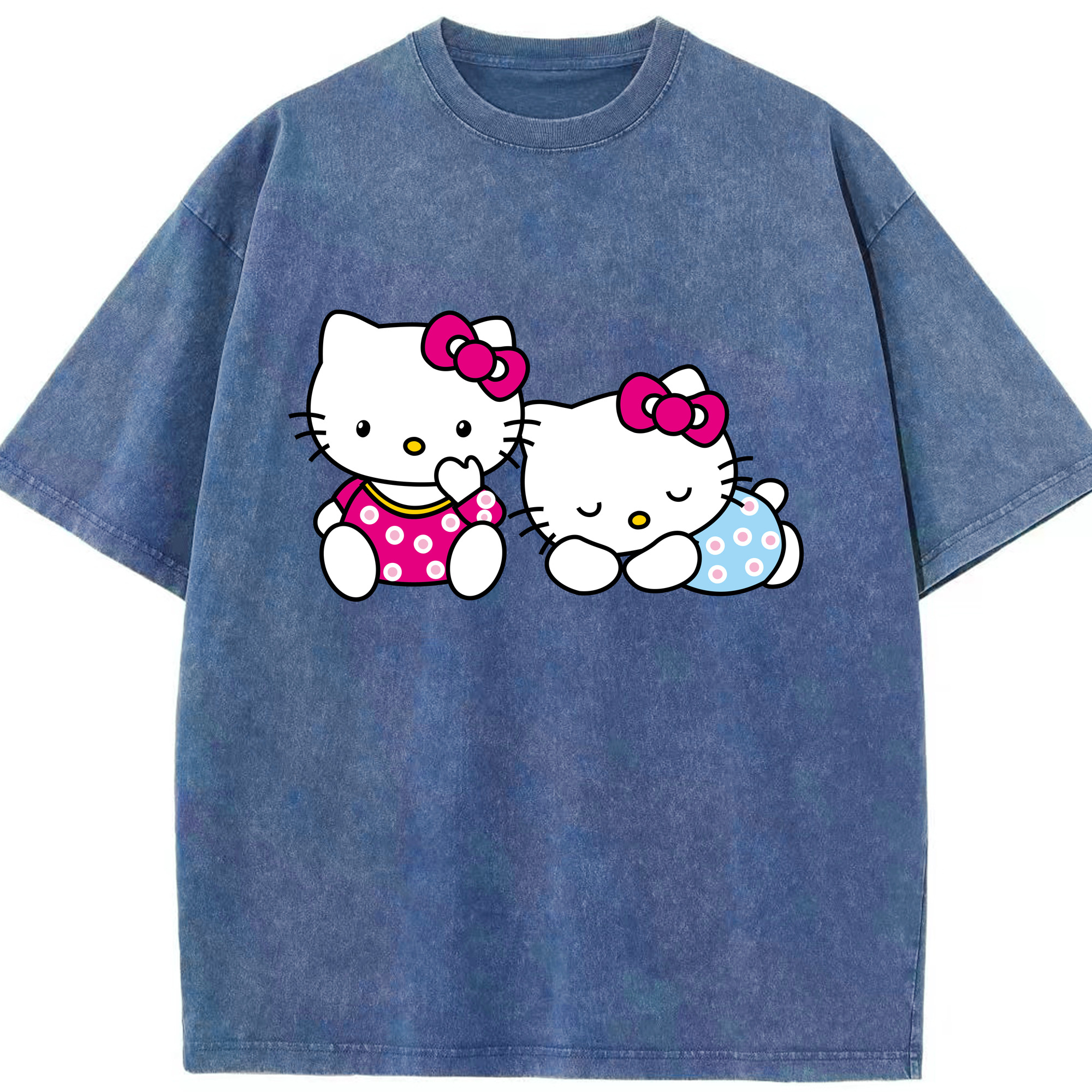 （画像用） Hello Kitty ハローキティ 綿100% ヴィンテージ風 半袖Tシャツ（フロントプリント）