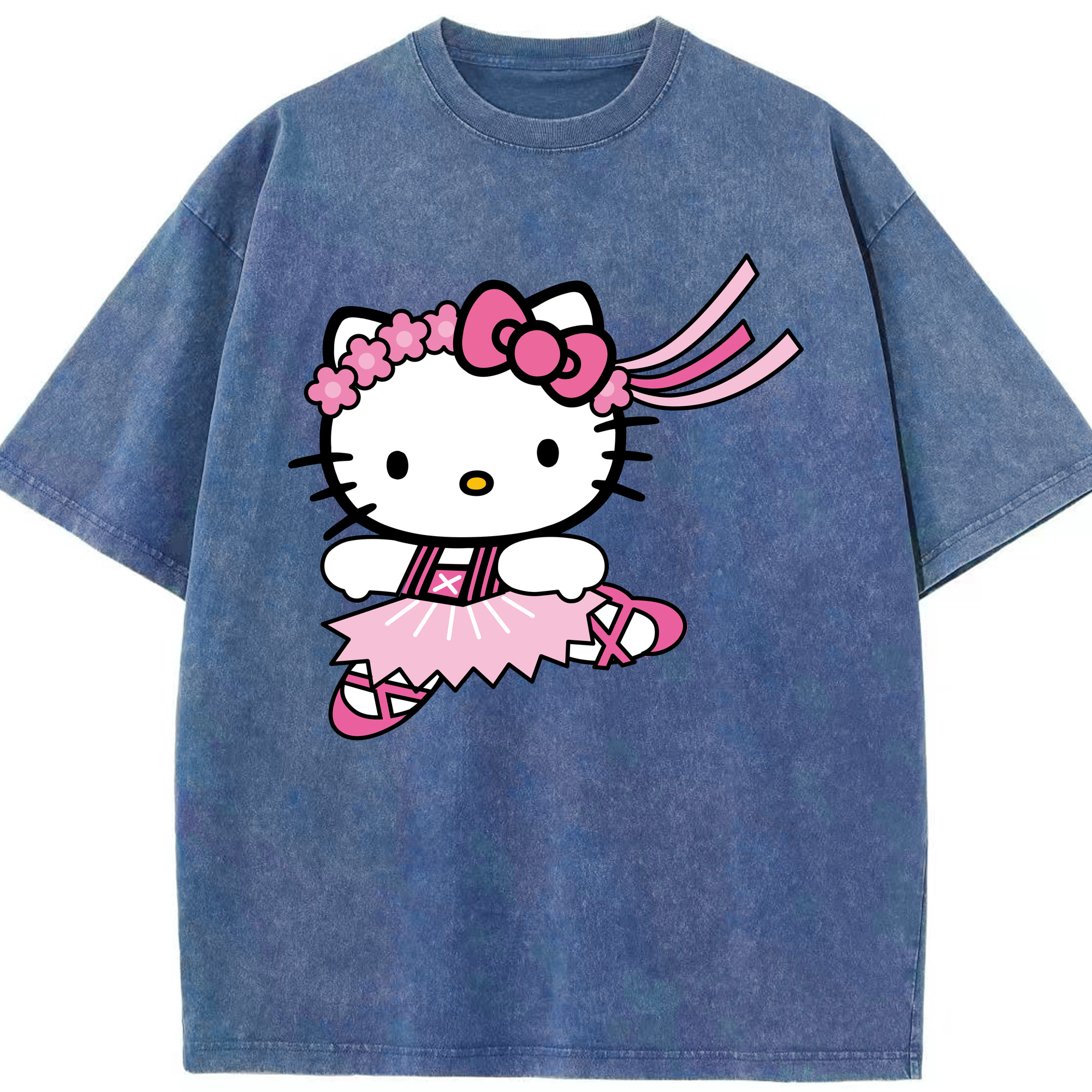 （画像用） Hello Kitty ハローキティ 綿100% ヴィンテージ風 半袖Tシャツ（フロントプリント）