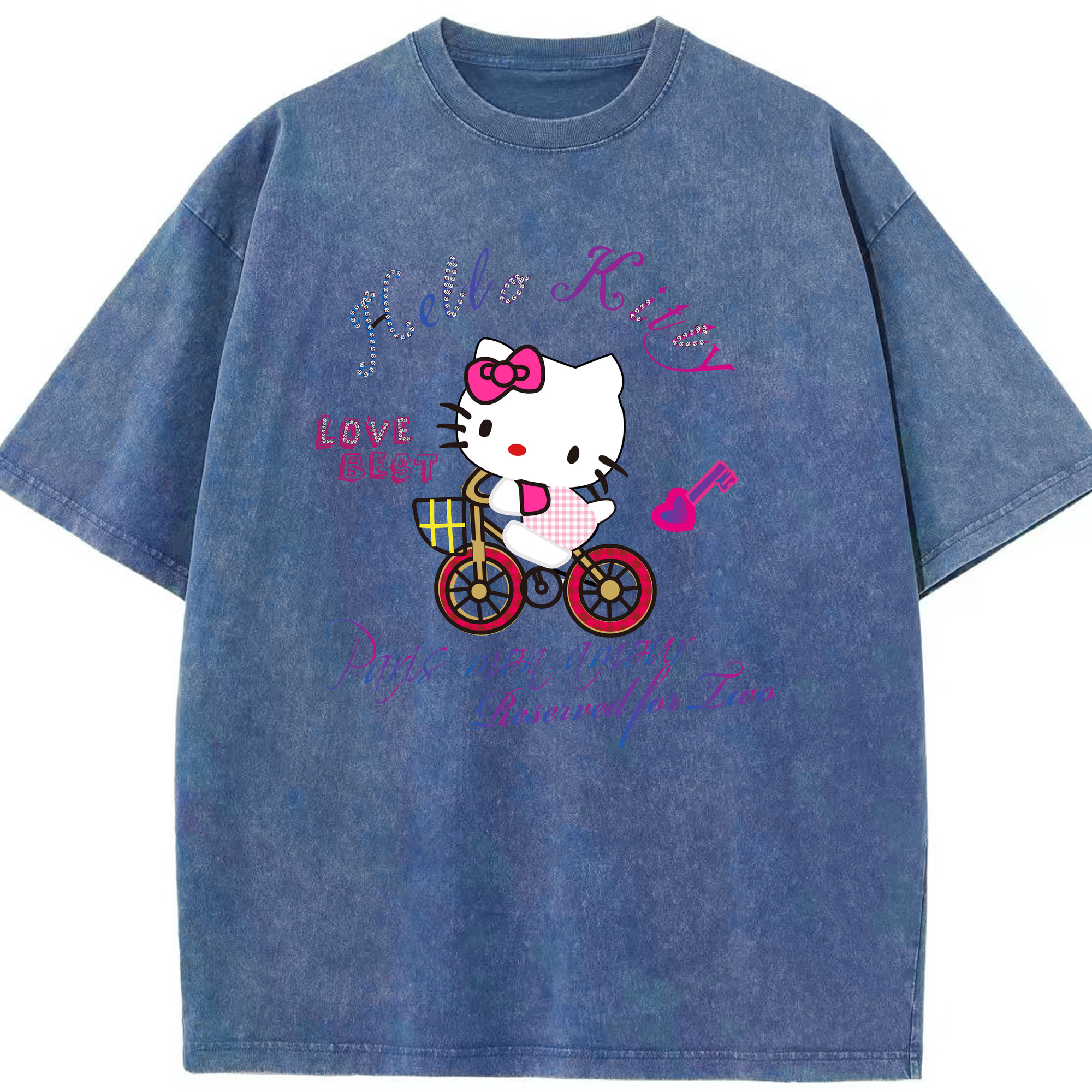 （画像用） Hello Kitty ハローキティ 綿100% ヴィンテージ風 半袖Tシャツ（フロントプリント）