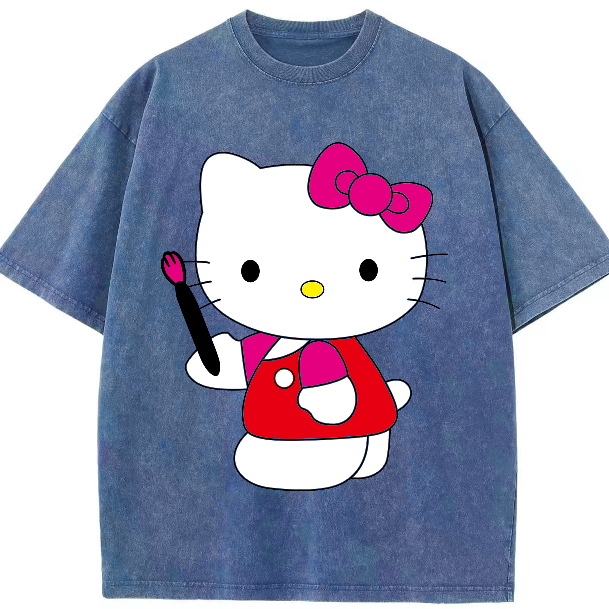 （画像用） Hello Kitty ハローキティ 綿100% ヴィンテージ風 半袖Tシャツ（フロントプリント）