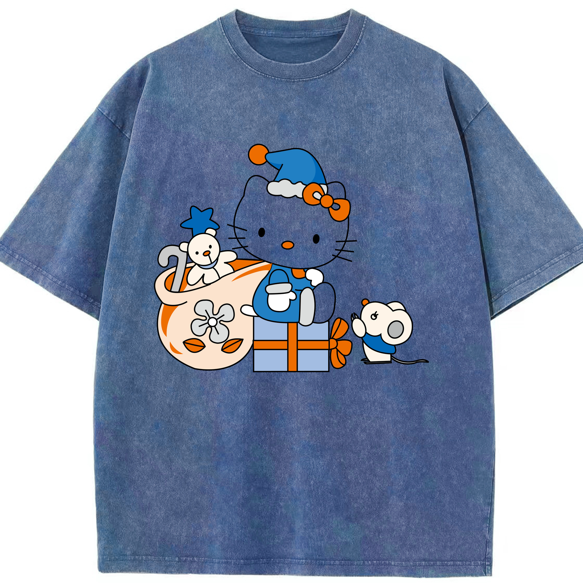（画像用） Hello Kitty ハローキティ 綿100% ヴィンテージ風 半袖Tシャツ（フロントプリント）