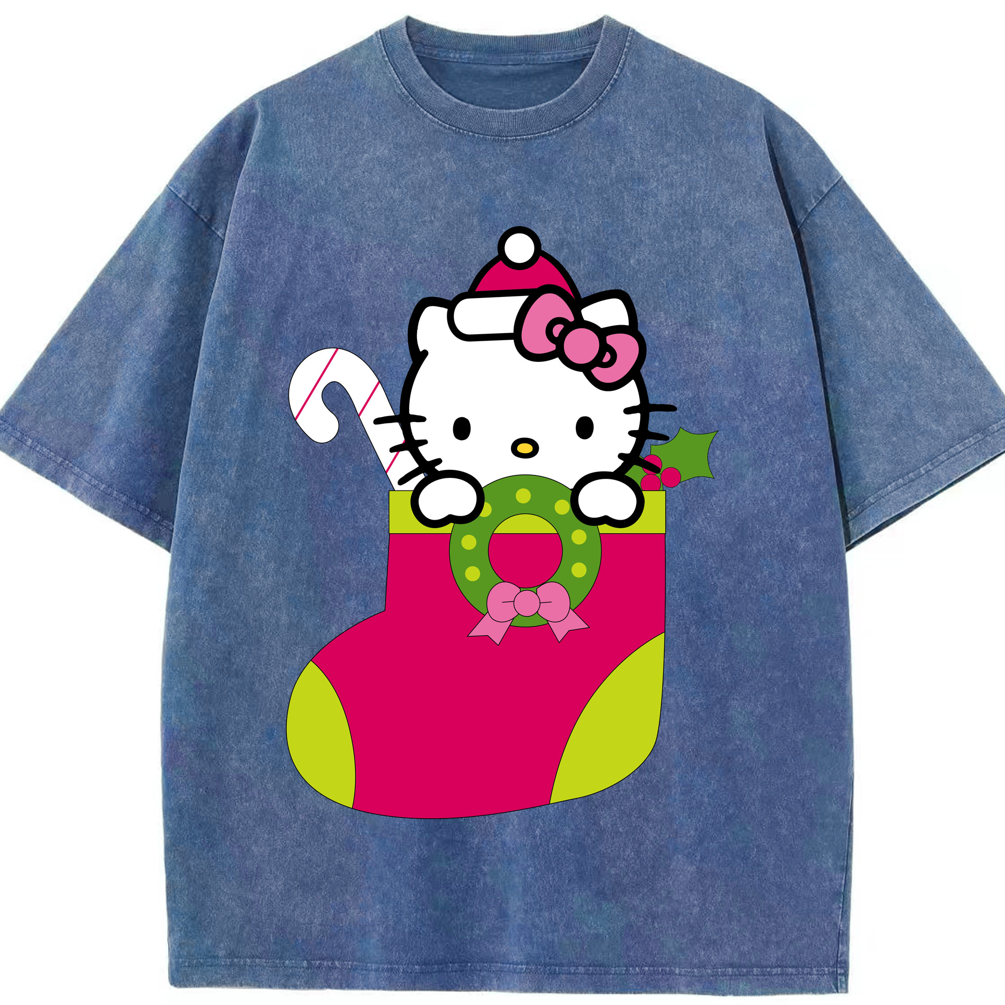 （画像用） Hello Kitty ハローキティ 綿100% ヴィンテージ風 半袖Tシャツ（フロントプリント）