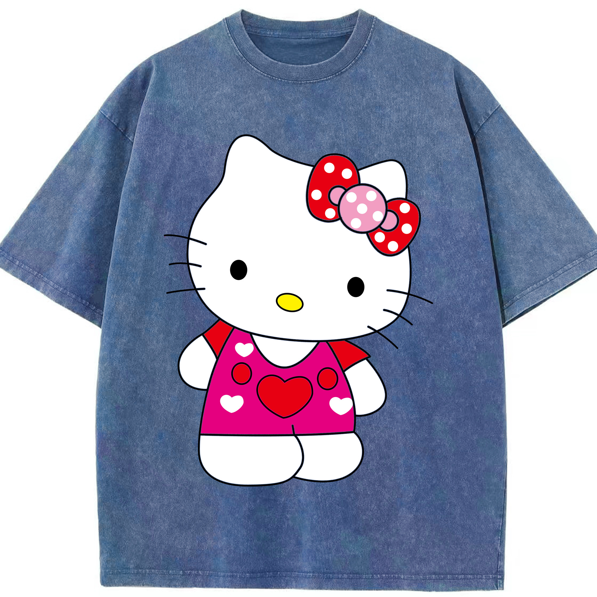 （画像用） Hello Kitty ハローキティ 綿100% ヴィンテージ風 半袖Tシャツ（フロントプリント）
