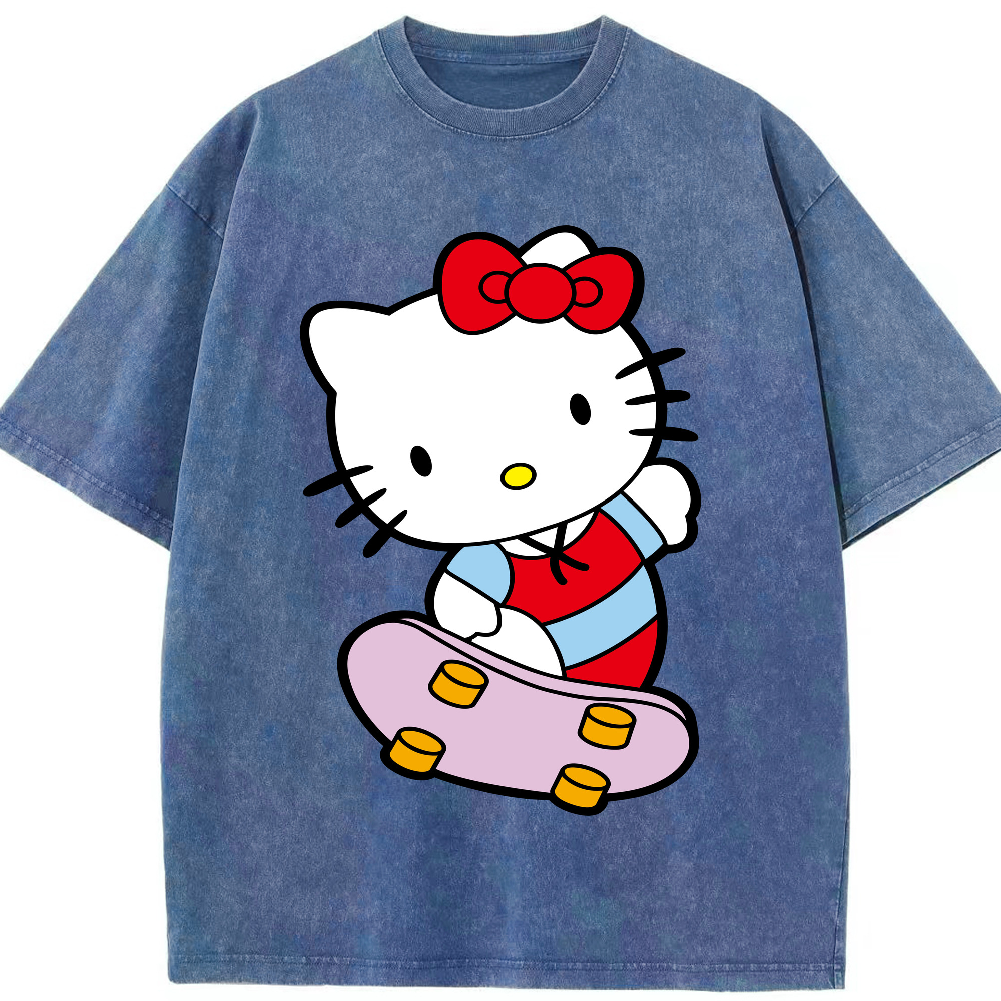 （画像用） Hello Kitty ハローキティ 綿100% ヴィンテージ風 半袖Tシャツ（フロントプリント）