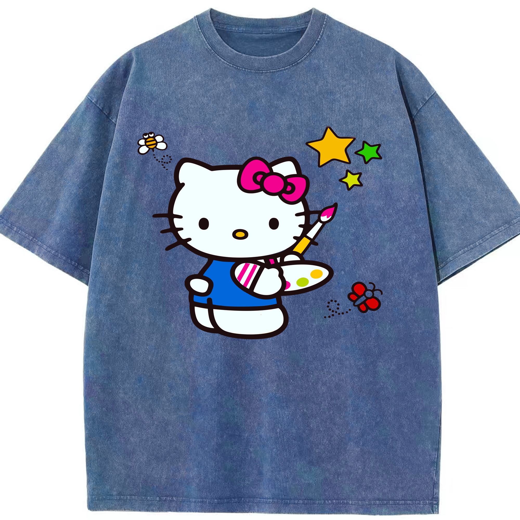 （画像用） Hello Kitty ハローキティ 綿100% ヴィンテージ風 半袖Tシャツ（フロントプリント）
