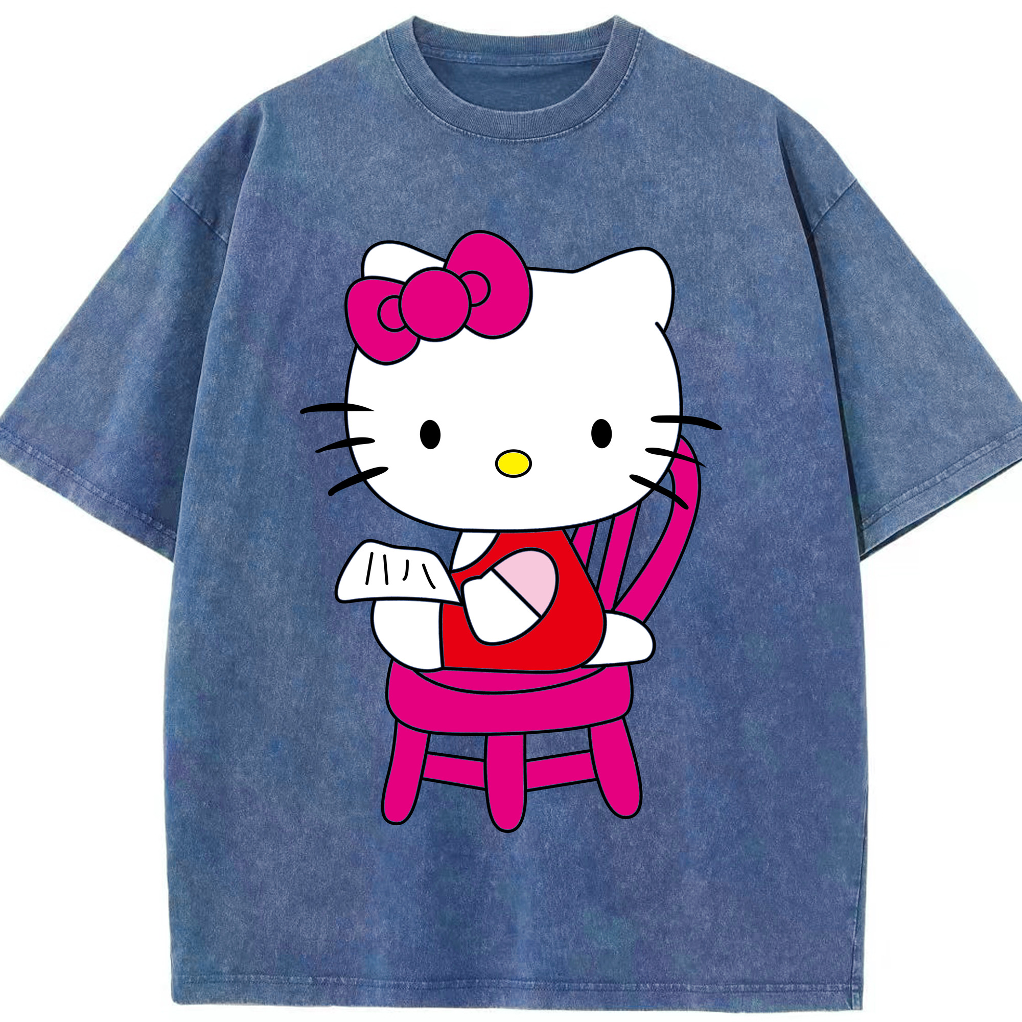 （画像用） Hello Kitty ハローキティ 綿100% ヴィンテージ風 半袖Tシャツ（フロントプリント）