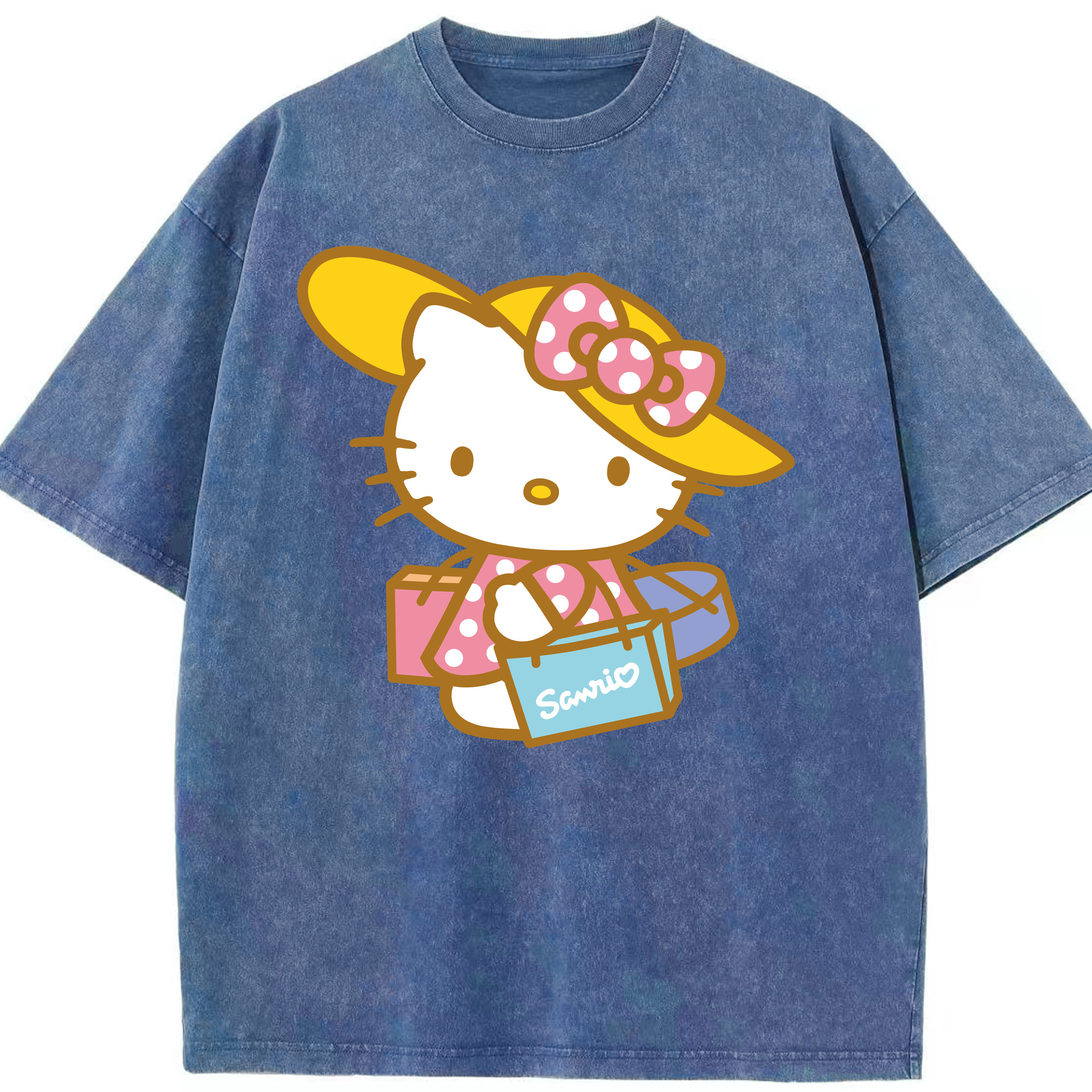 （画像用） Hello Kitty ハローキティ 綿100% ヴィンテージ風 半袖Tシャツ（フロントプリント）