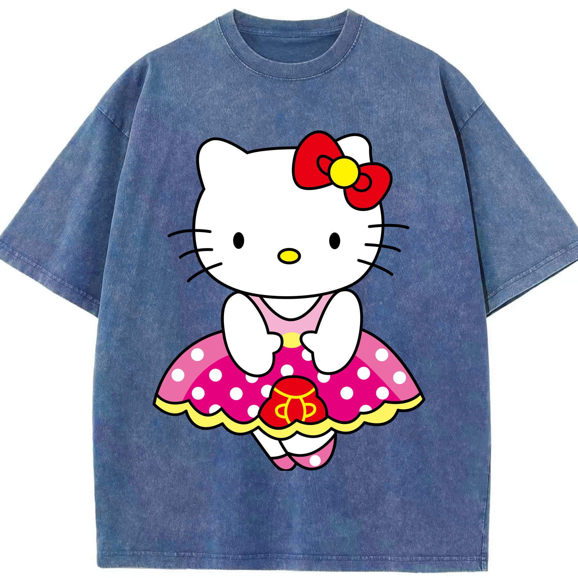 （画像用） Hello Kitty ハローキティ 綿100% ヴィンテージ風 半袖Tシャツ（フロントプリント）