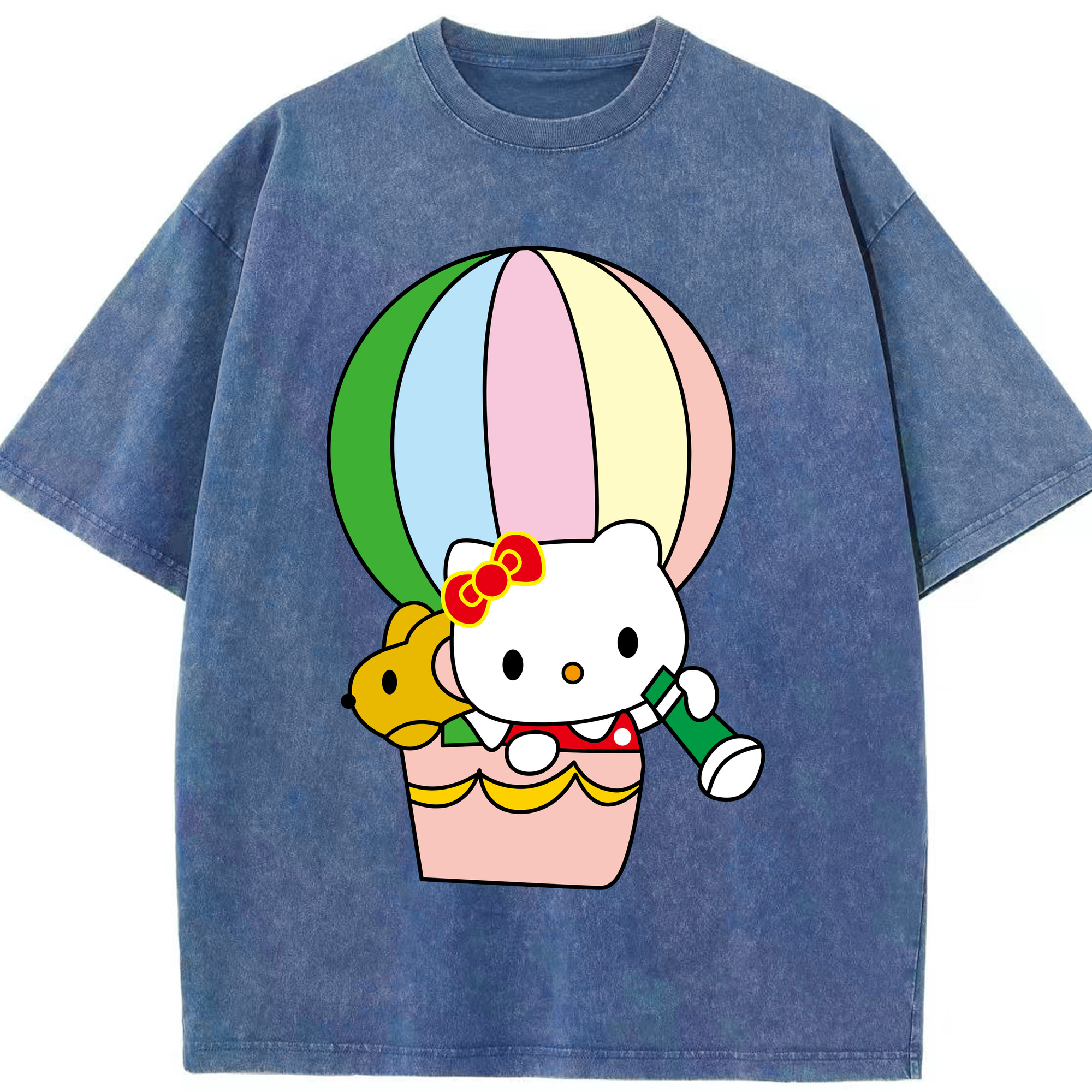 （画像用） Hello Kitty ハローキティ 綿100% ヴィンテージ風 半袖Tシャツ（フロントプリント）